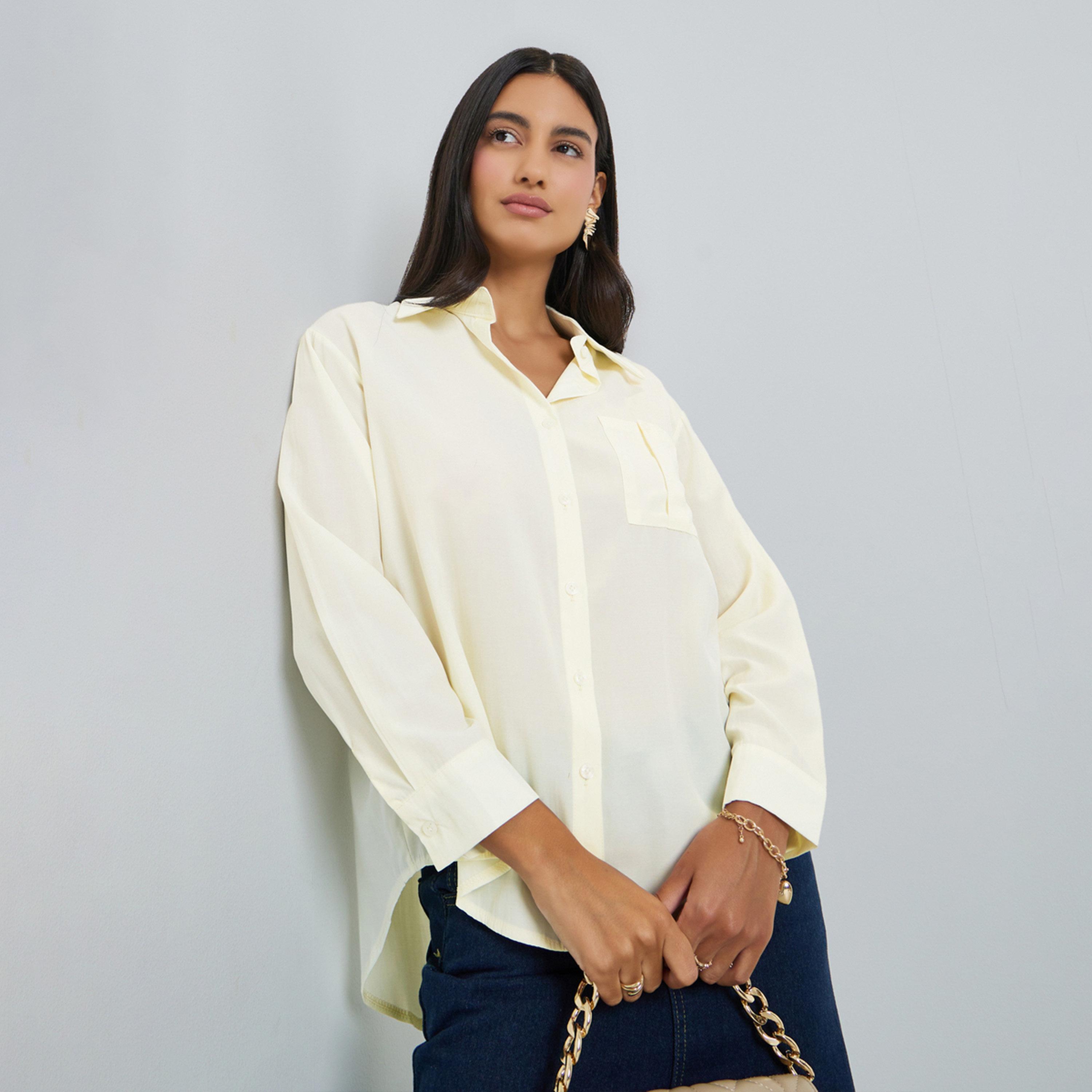 Styli Yellow Relaxed Fit Long Sleeves Shirt-women-clothing-shirtsandblouses-shirts-image-1