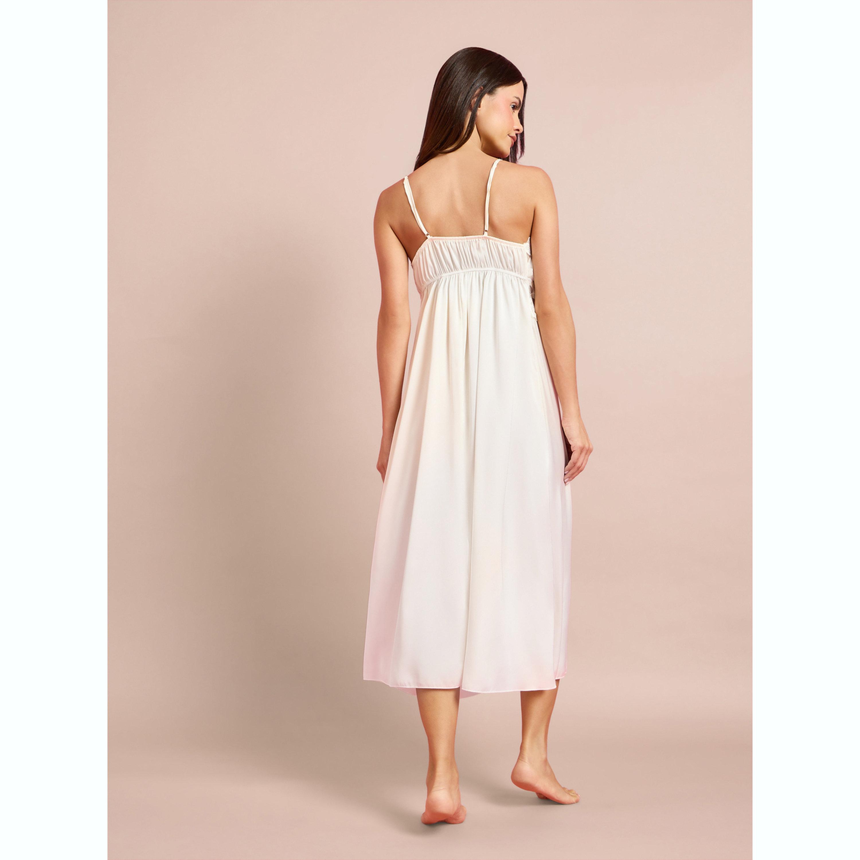 مجموعة من ثوب وروب ستان بتفاصيل دانتيل غيبور بطبعة أزهار - قطعتين-women-clothing-nightwear-nighties-image-5