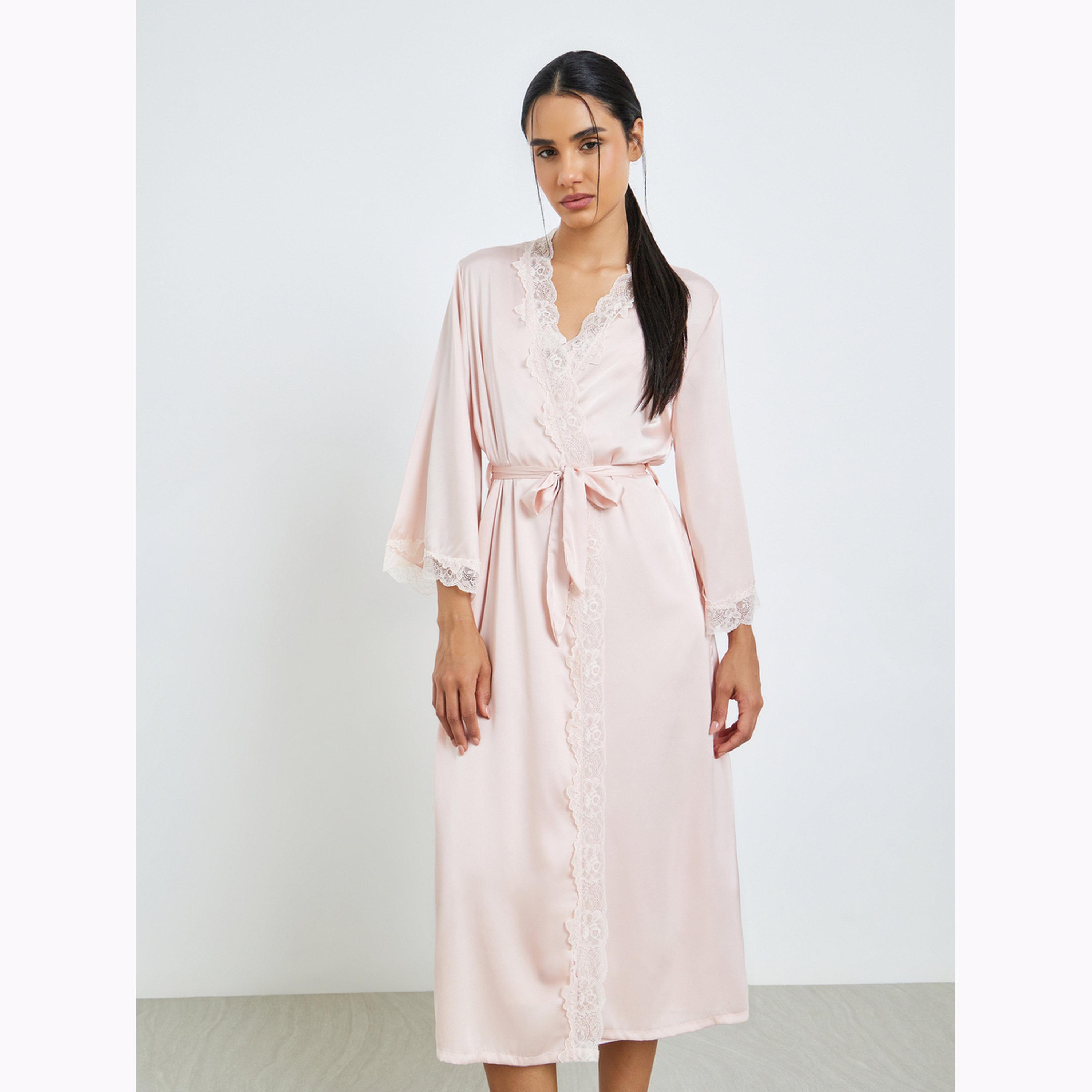 طقم من 2 فستان لانجري دانتيل جيبير وروب-women-clothing-nightwear-robes-image-4