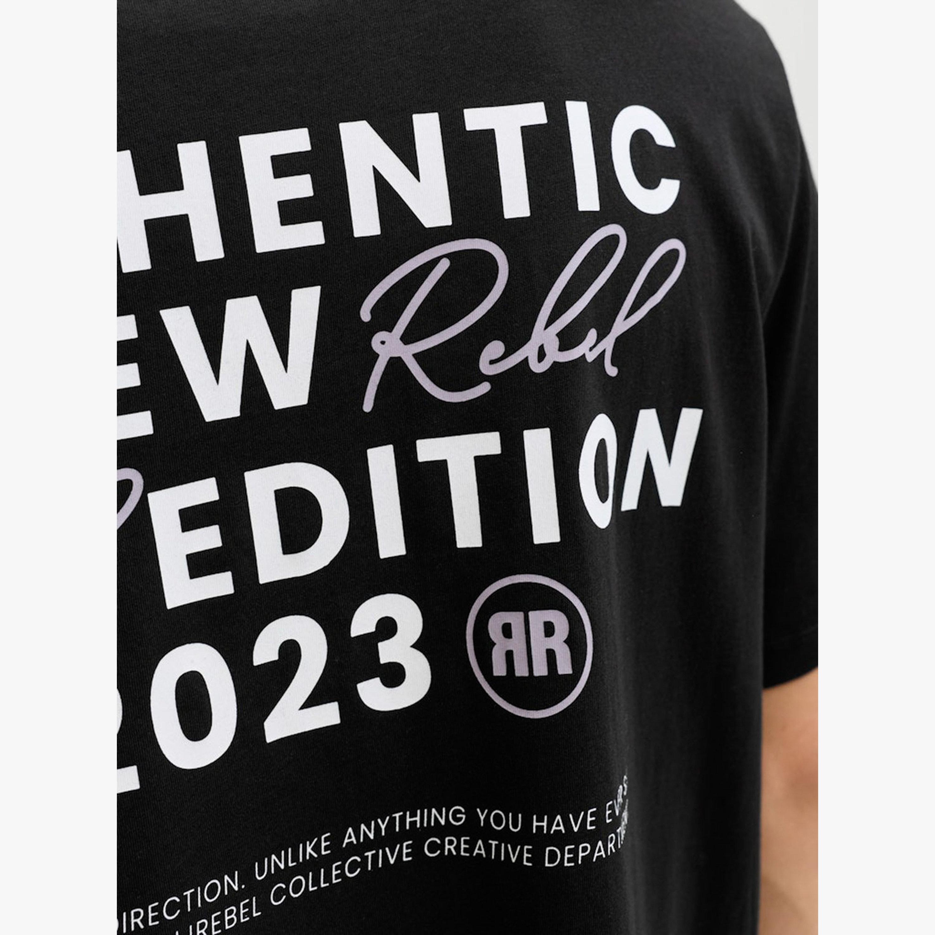 REBEL Black Cotton Crew Neck T-Shirt-men-clothing-tshirtsandpolos-tshirts-image-7