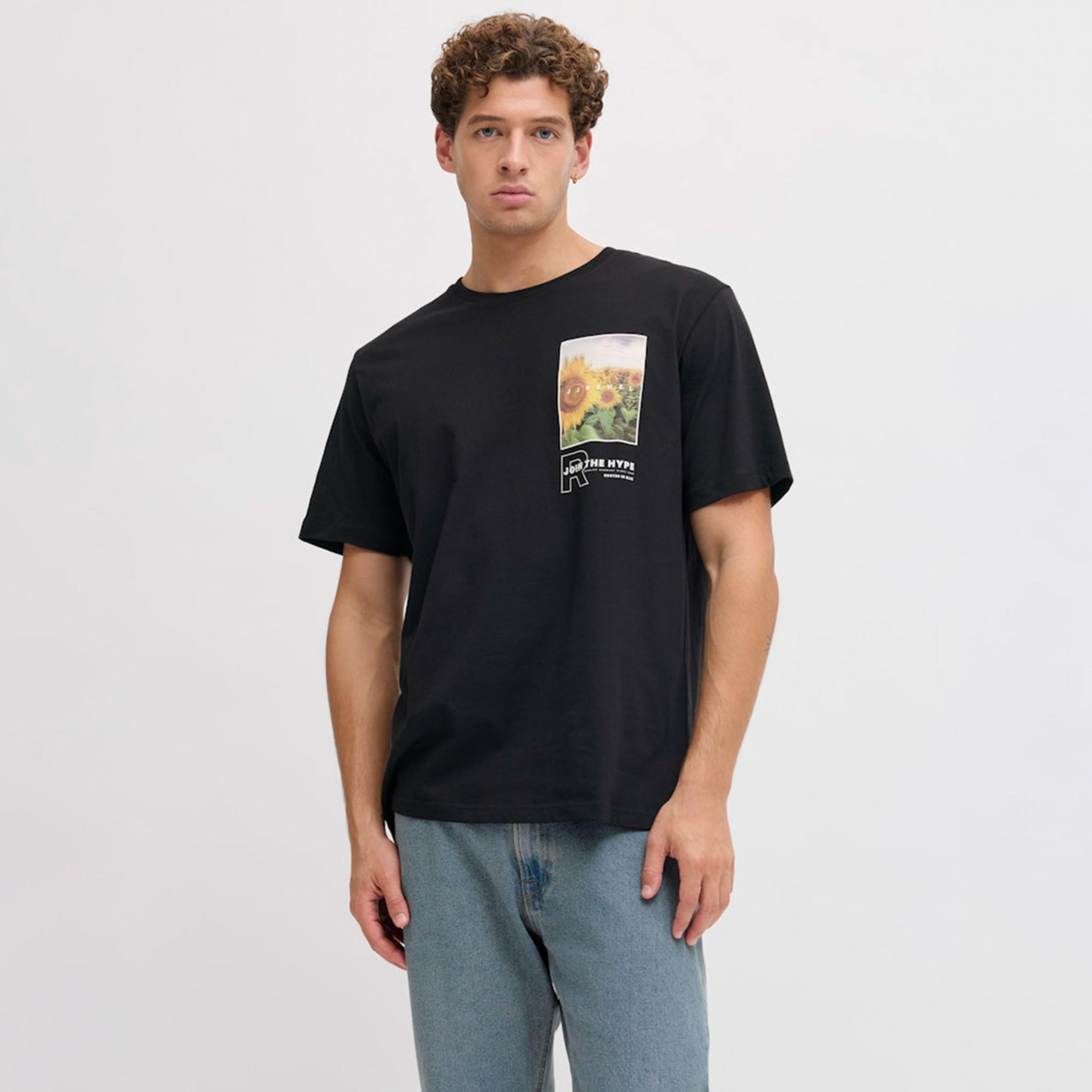 REBEL Black Sunflower Print Cotton T-Shirt-men-clothing-tshirtsandpolos-tshirts-image-1