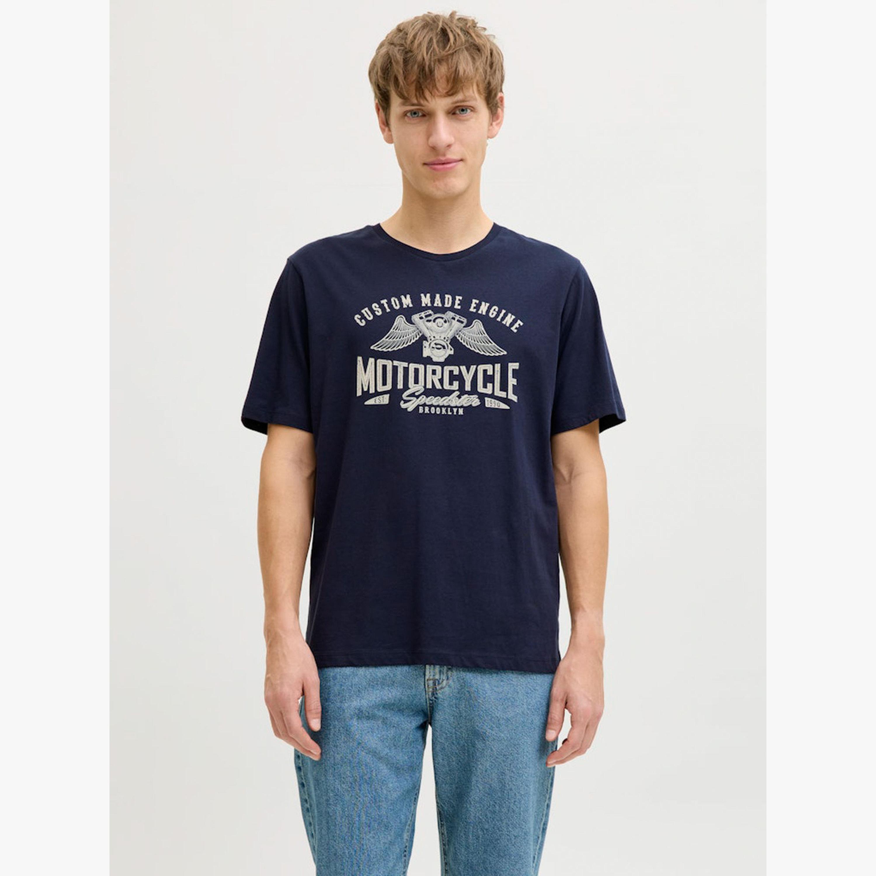 REBEL Navy Blue Round Neck Cotton T-Shirt-men-clothing-tshirtsandpolos-tshirts-image-1