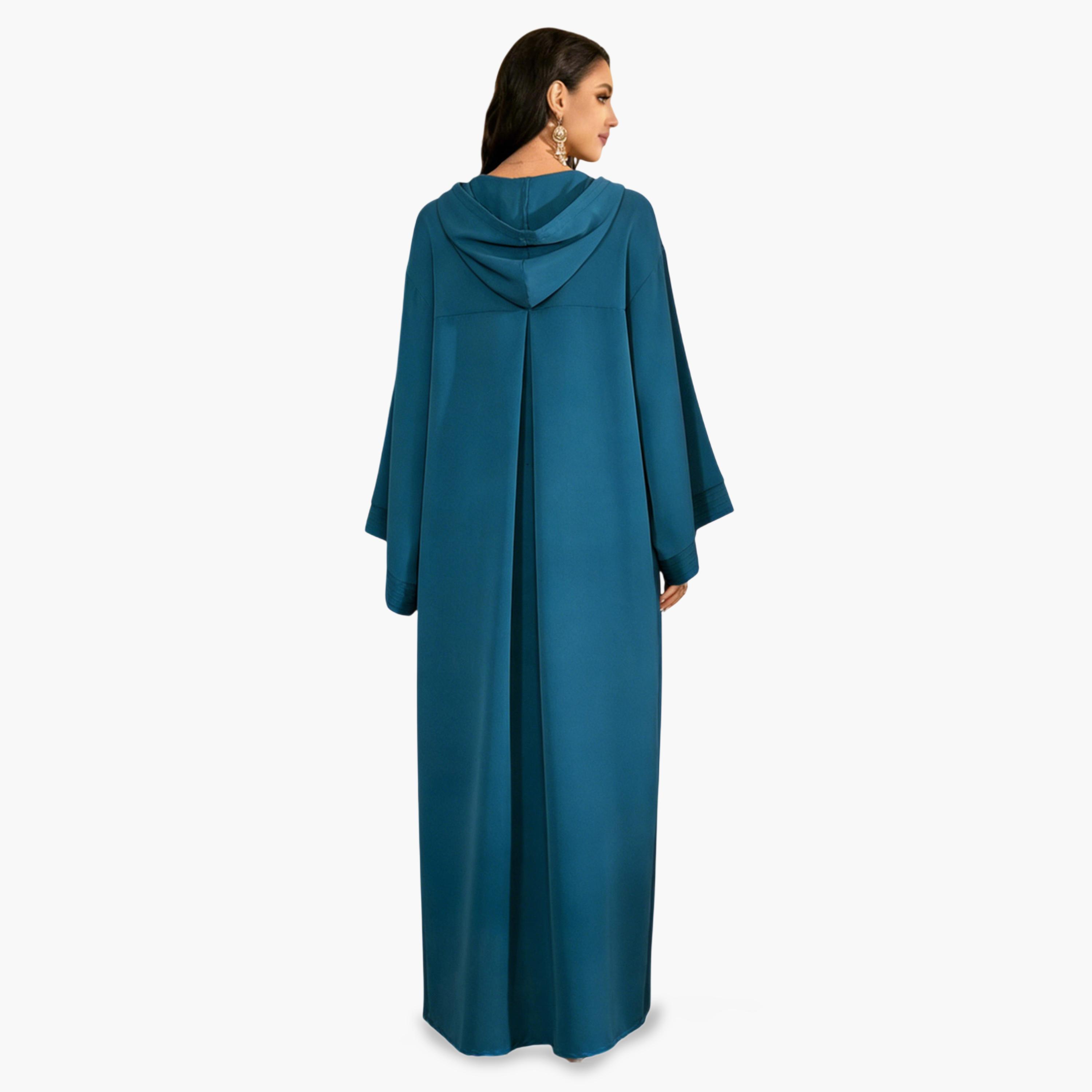 Take Two Teal Solid Jalabiya with Hood-women-arabicclothing-jalabiyas-image-2