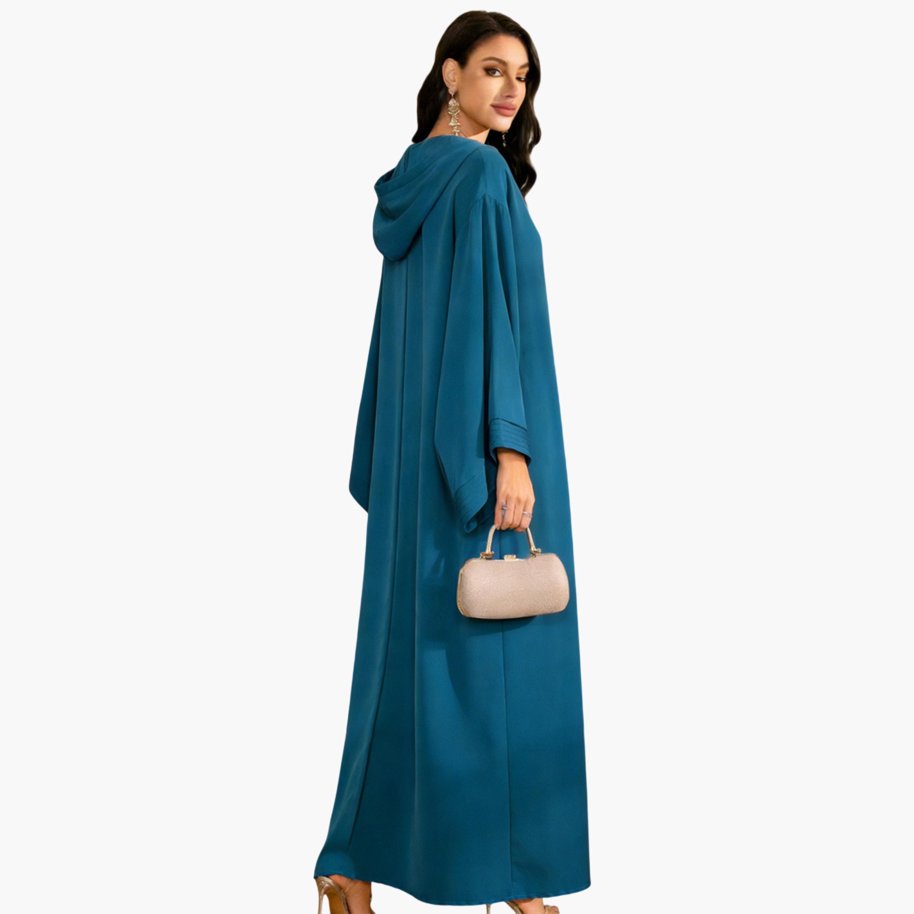 Take Two Teal Solid Jalabiya with Hood-women-arabicclothing-jalabiyas-image-3