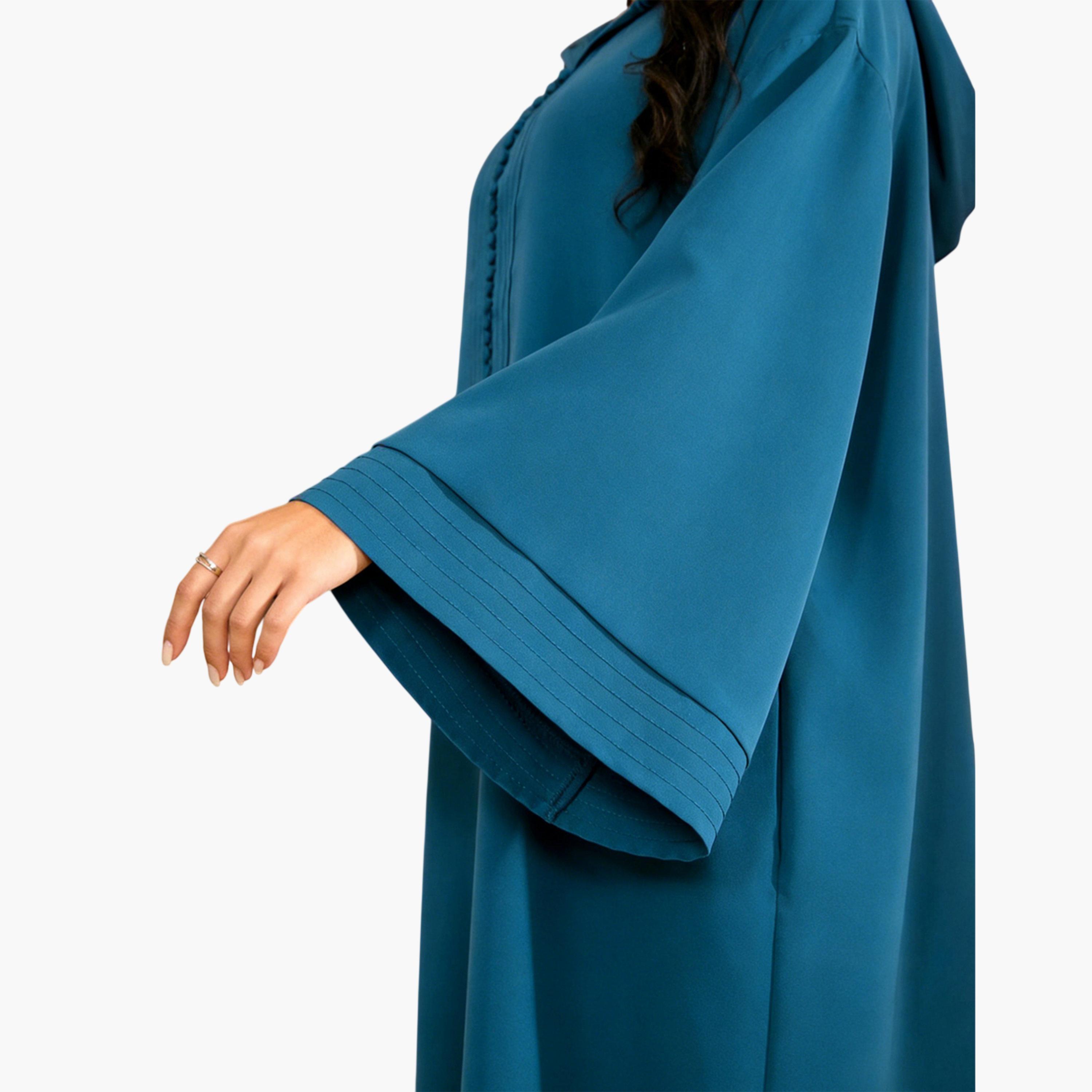 Take Two Teal Solid Jalabiya with Hood-women-arabicclothing-jalabiyas-image-4