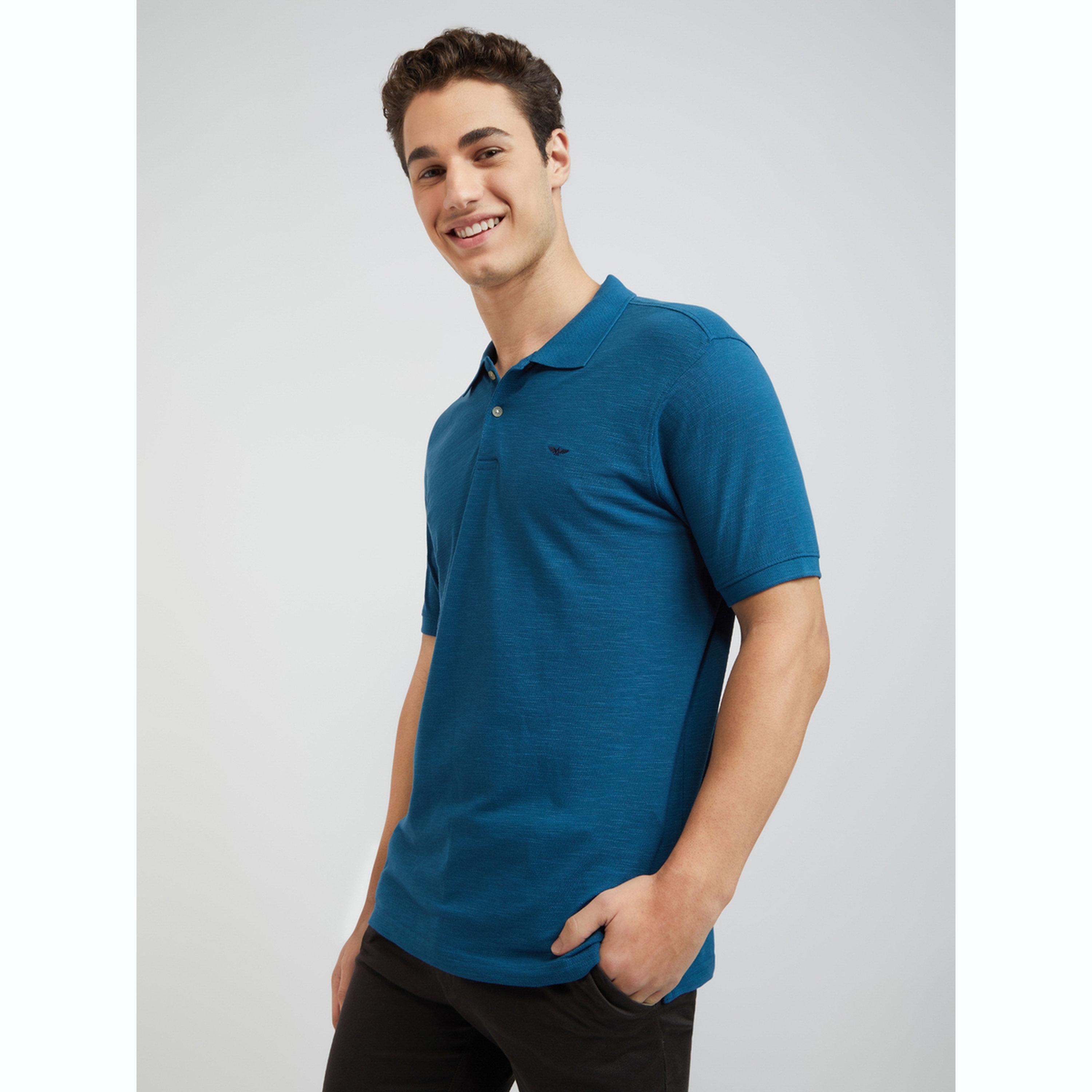 Park Avenue X Styli Men Blue Slim Fit Solid Polo T-Shirt-men-clothing-tshirtsandpolos-polos-image-3