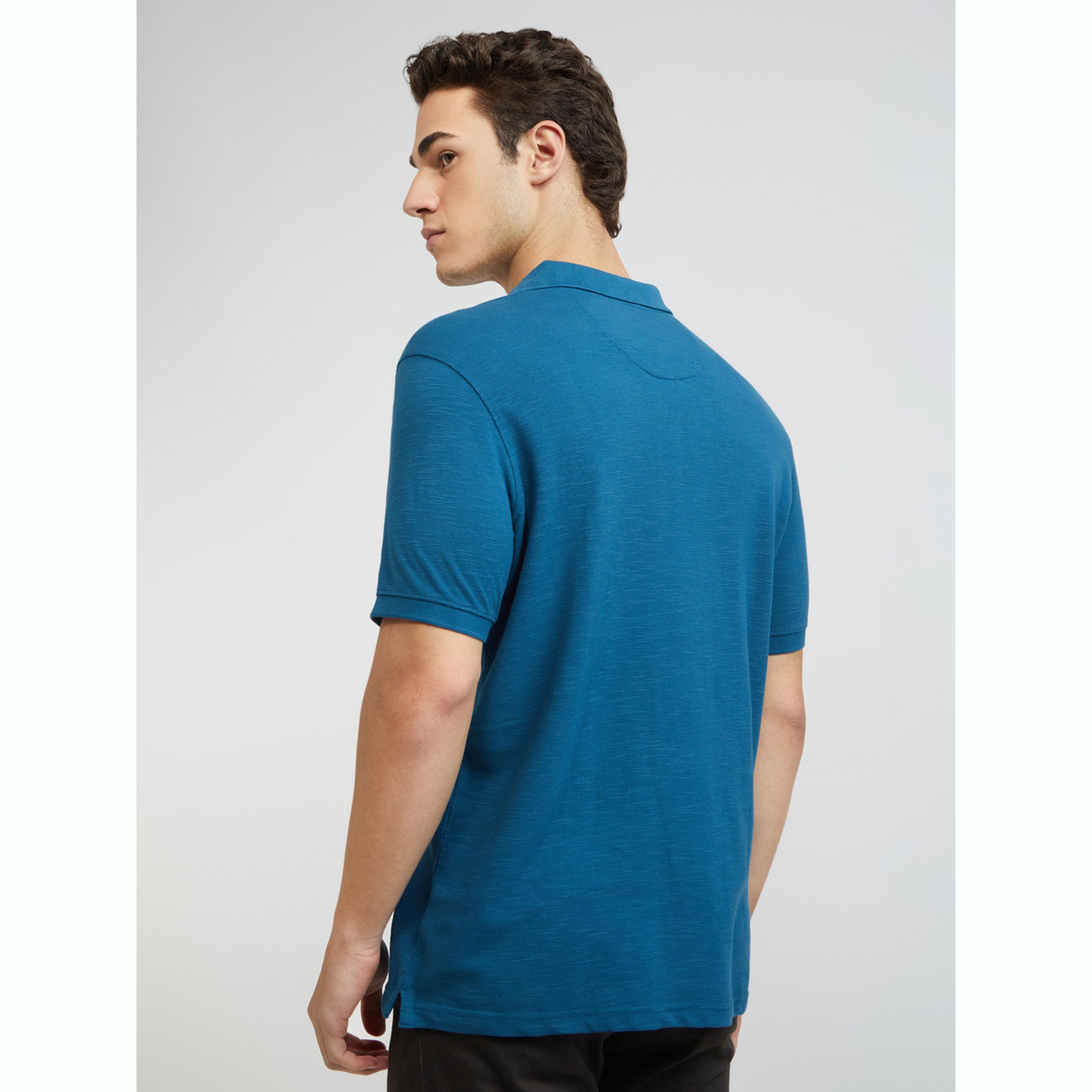 Park Avenue X Styli Men Blue Slim Fit Solid Polo T-Shirt-men-clothing-tshirtsandpolos-polos-image-4