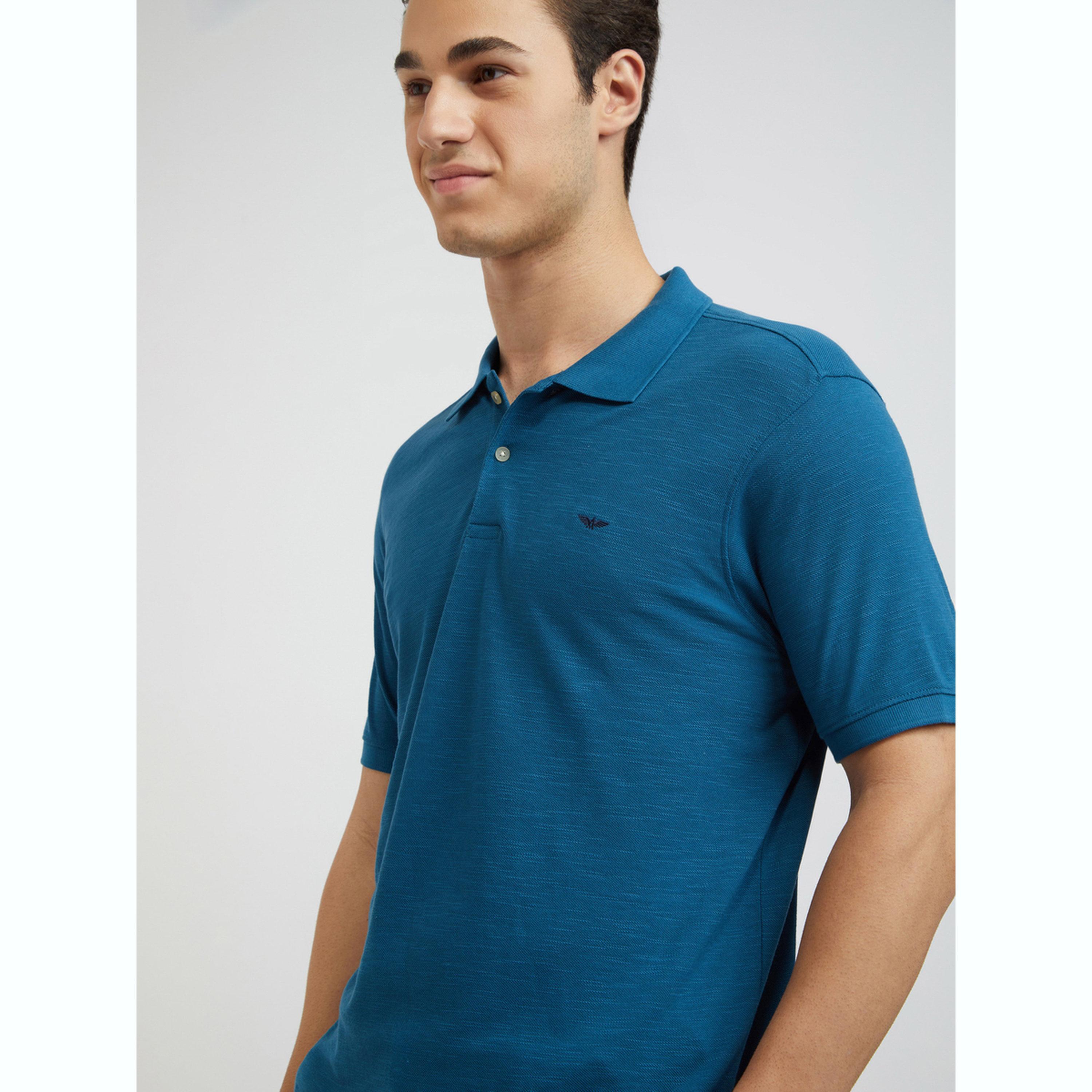 Park Avenue X Styli Men Blue Slim Fit Solid Polo T-Shirt-men-clothing-tshirtsandpolos-polos-image-6