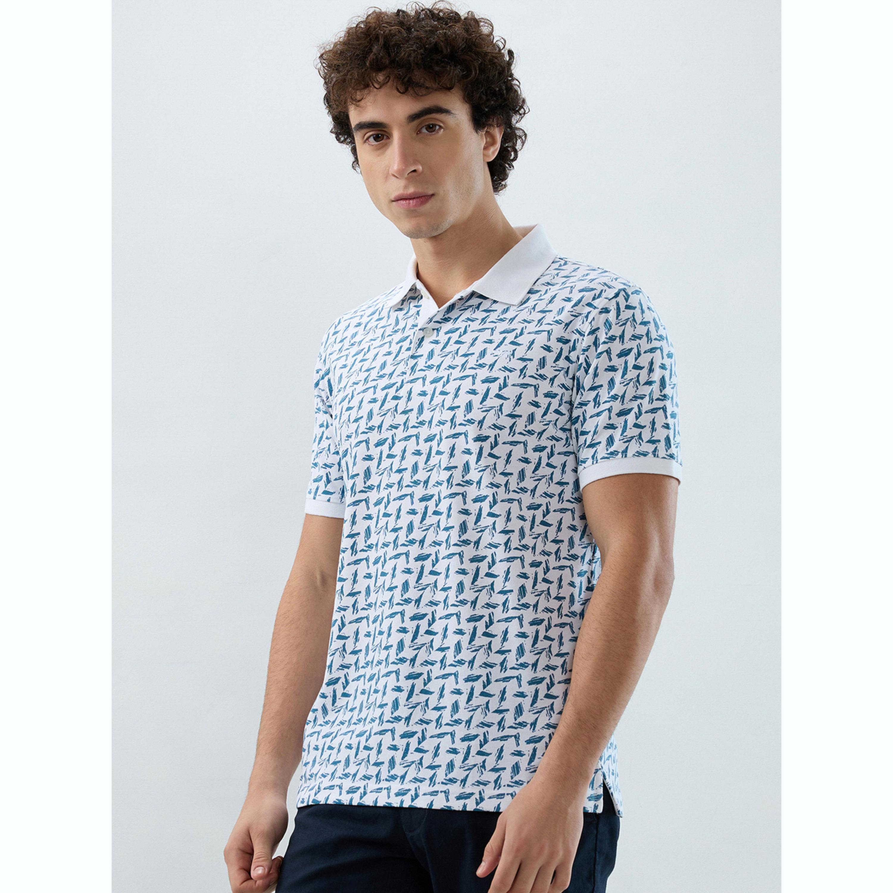 Park Avenue X Styli Men White Printed Slim Fit Polo T-Shirt-men-clothing-tshirtsandpolos-polos-image-3