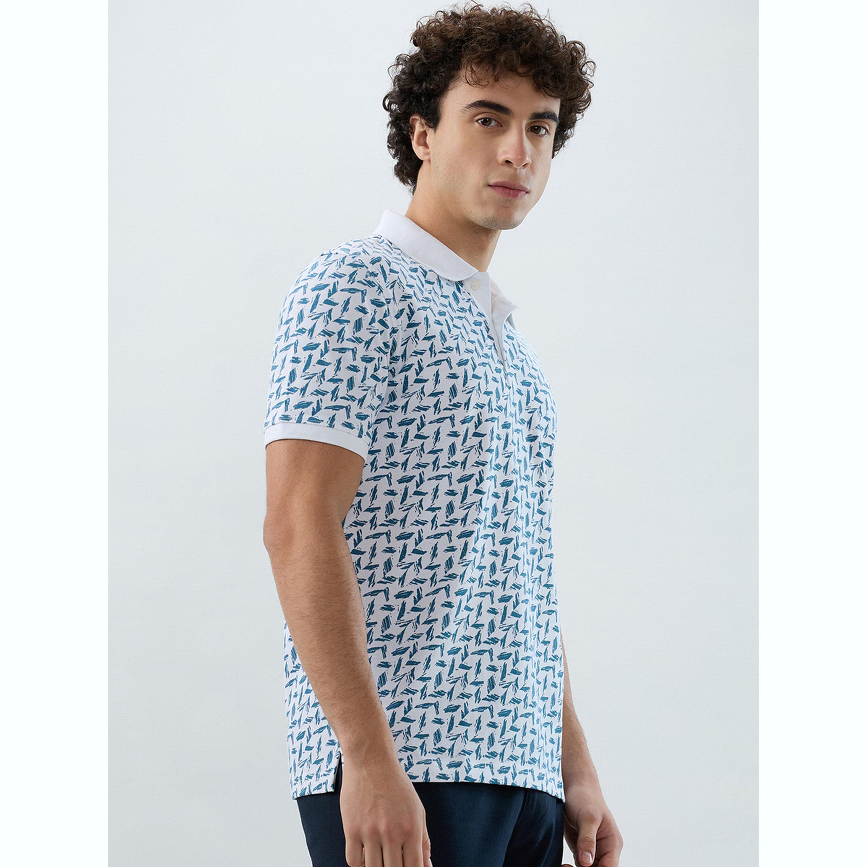 Park Avenue X Styli Men White Printed Slim Fit Polo T-Shirt-men-clothing-tshirtsandpolos-polos-image-5