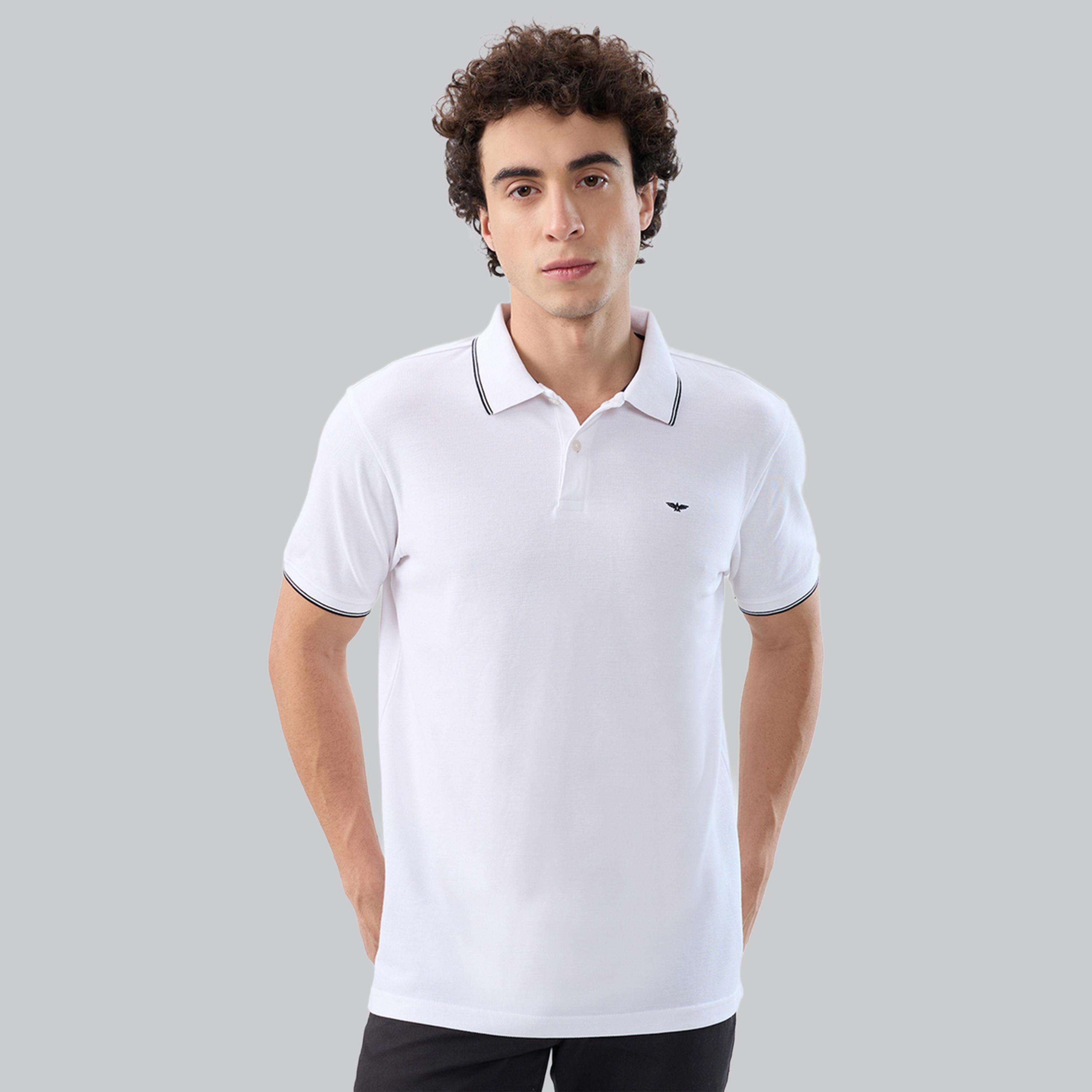 تيشيرت بولو بقصة سليم فت وتفاصيل ملونة-men-clothing-tshirtsandpolos-polos-image-1