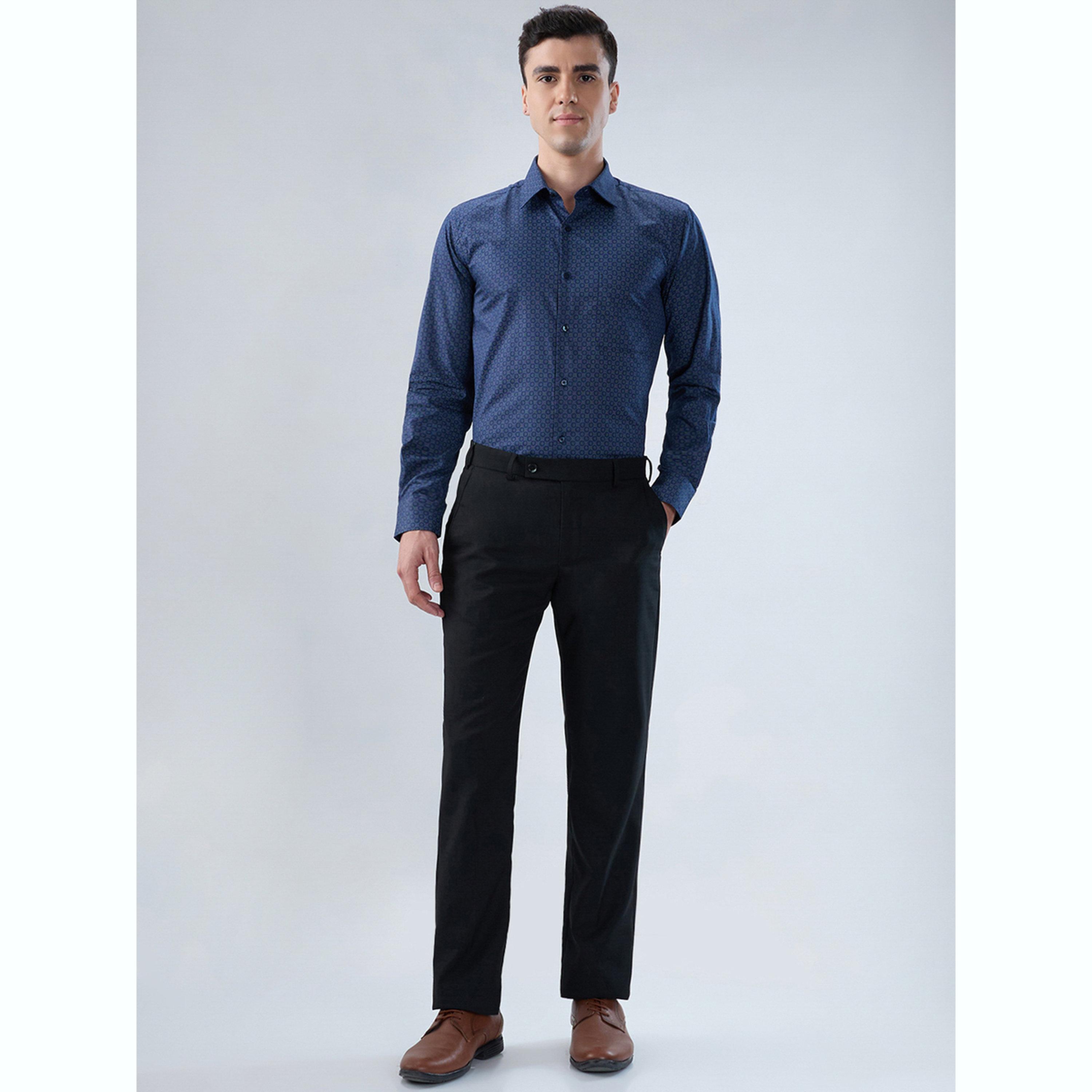 قميص قطن بقصة سليم فت عصرية وطبعة-men-clothing-shirts-image-2