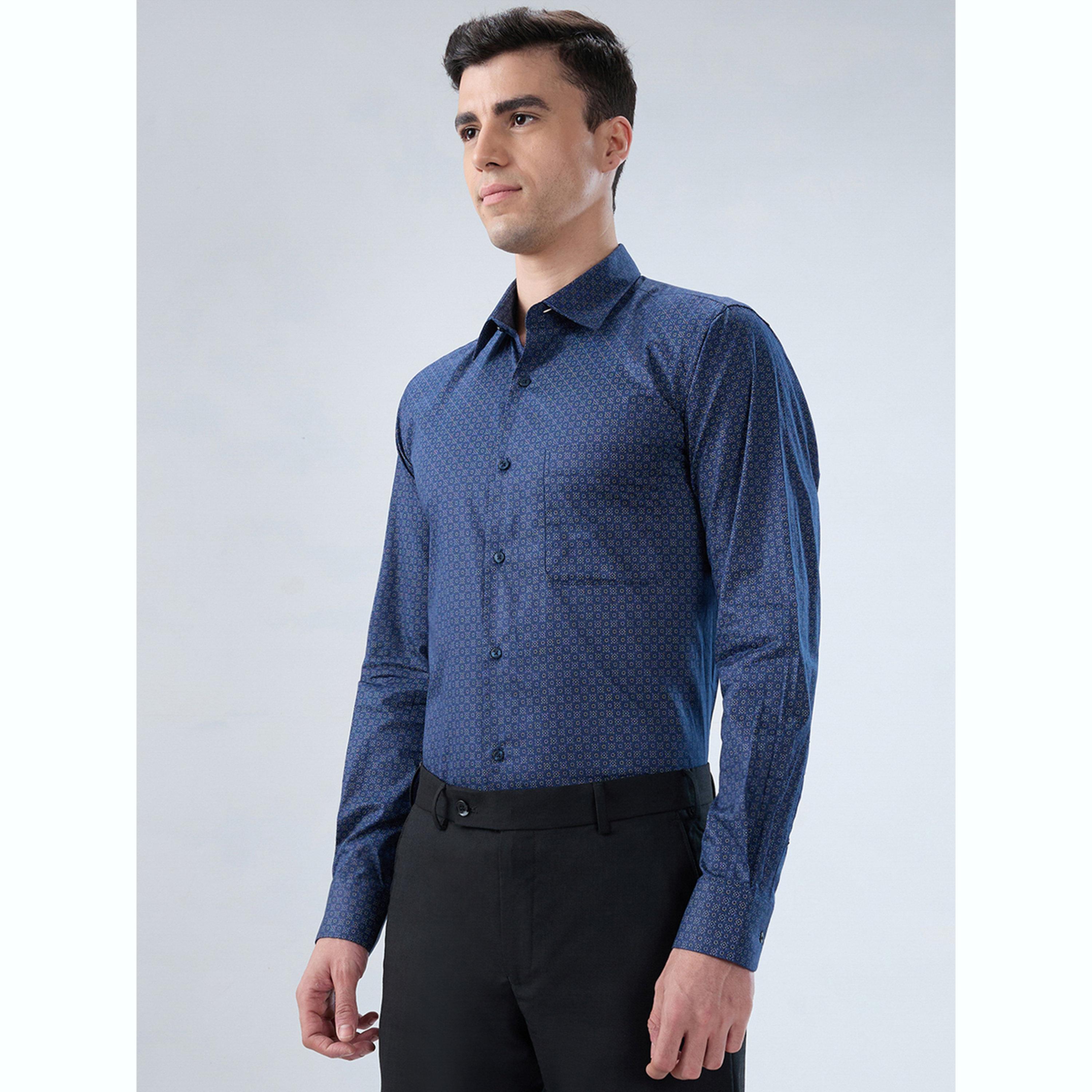 قميص قطن بقصة سليم فت عصرية وطبعة-men-clothing-shirts-image-3