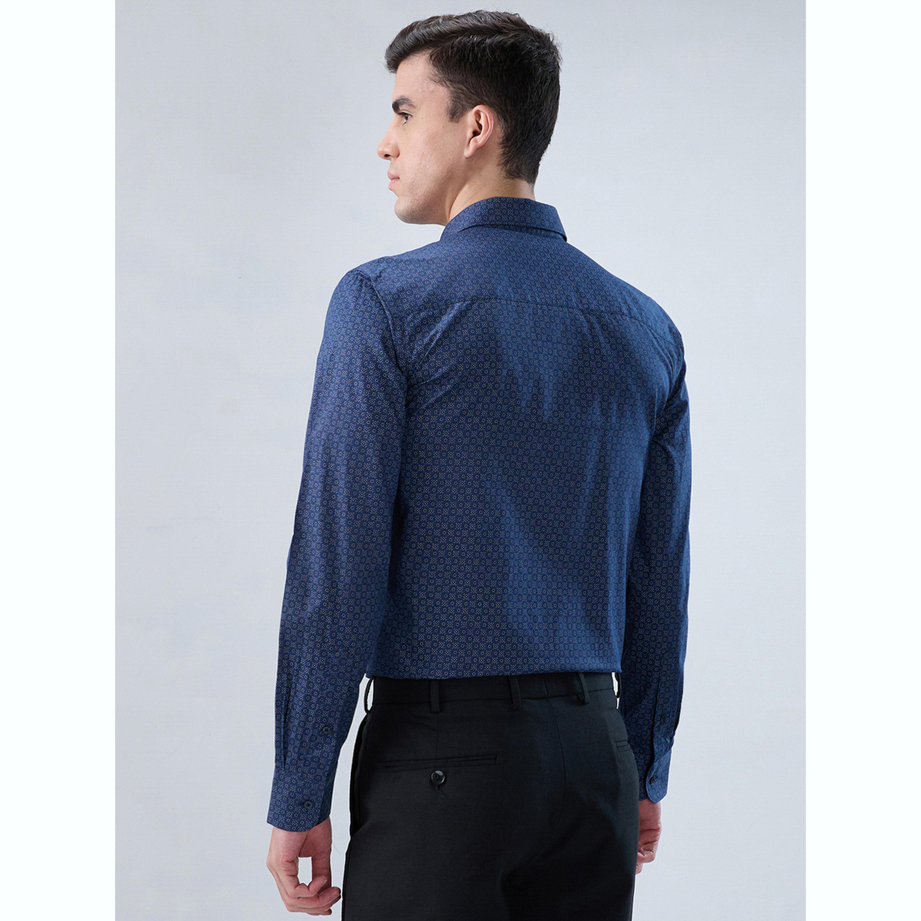 Park Avenue X Styli Men Blue Printed Cotton Modern Slim Fit Shirt-men-clothing-shirts-image-4