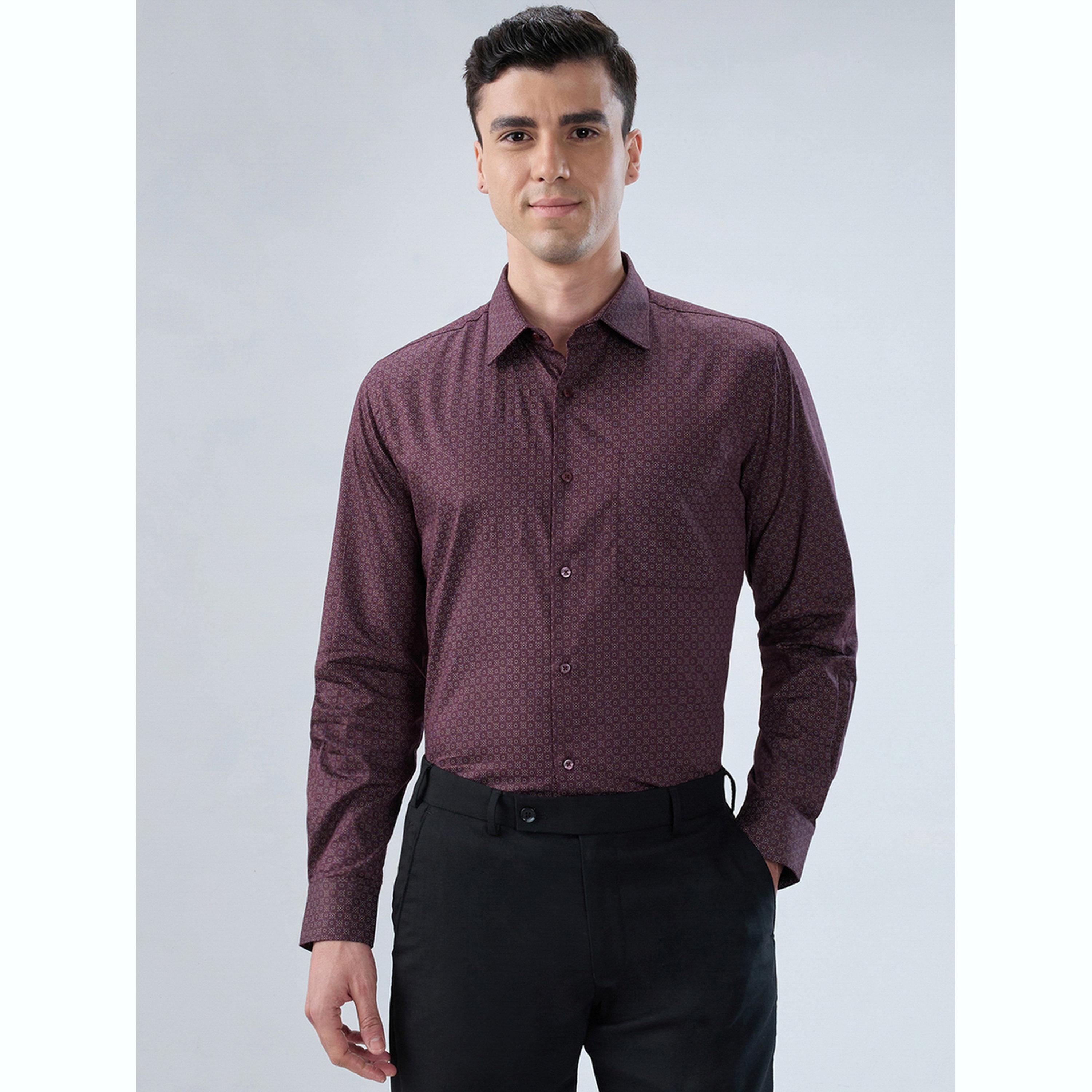 قميص قطن بقصة سليم فت وطبعة-men-clothing-shirts-image-1