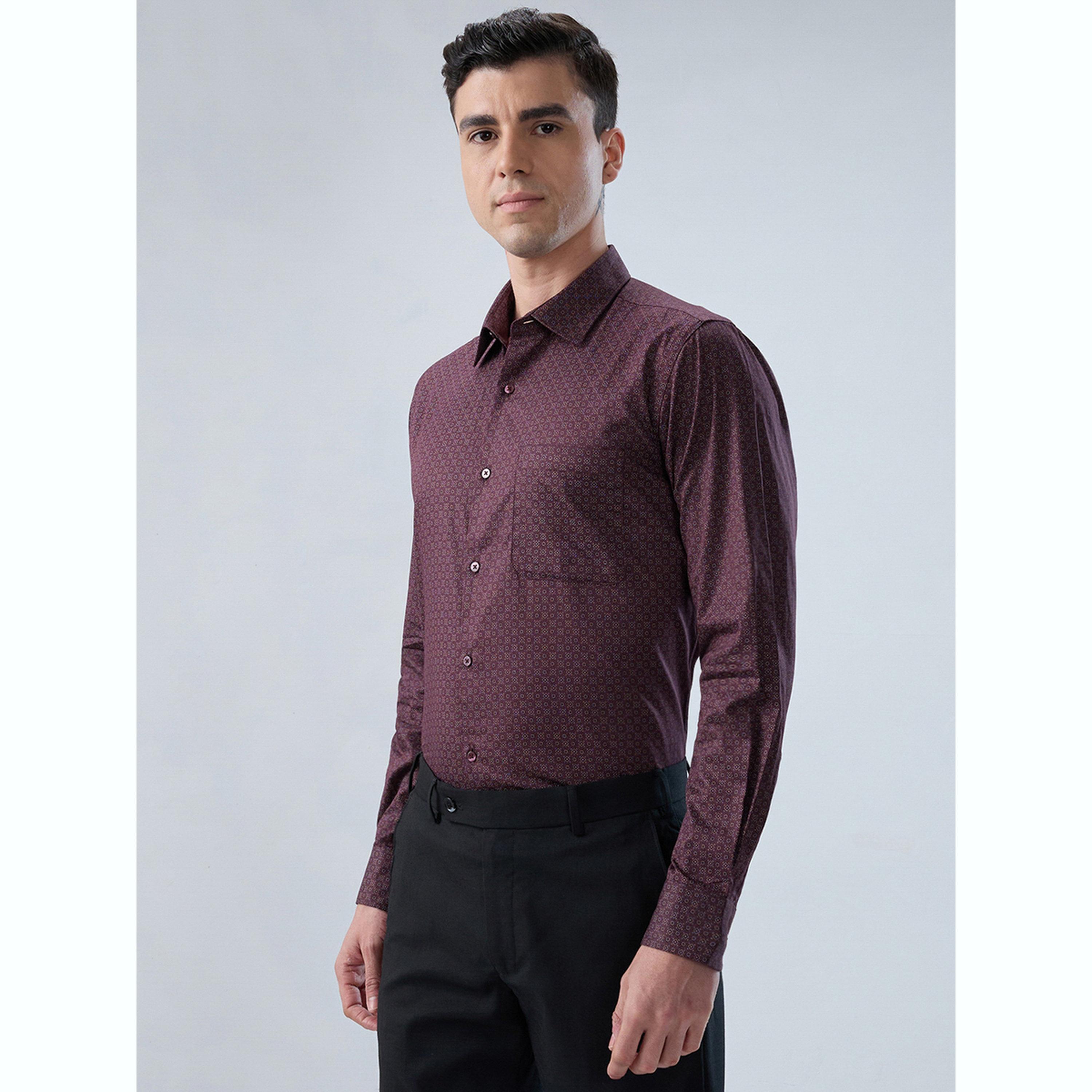 قميص قطن بقصة سليم فت وطبعة-men-clothing-shirts-image-3
