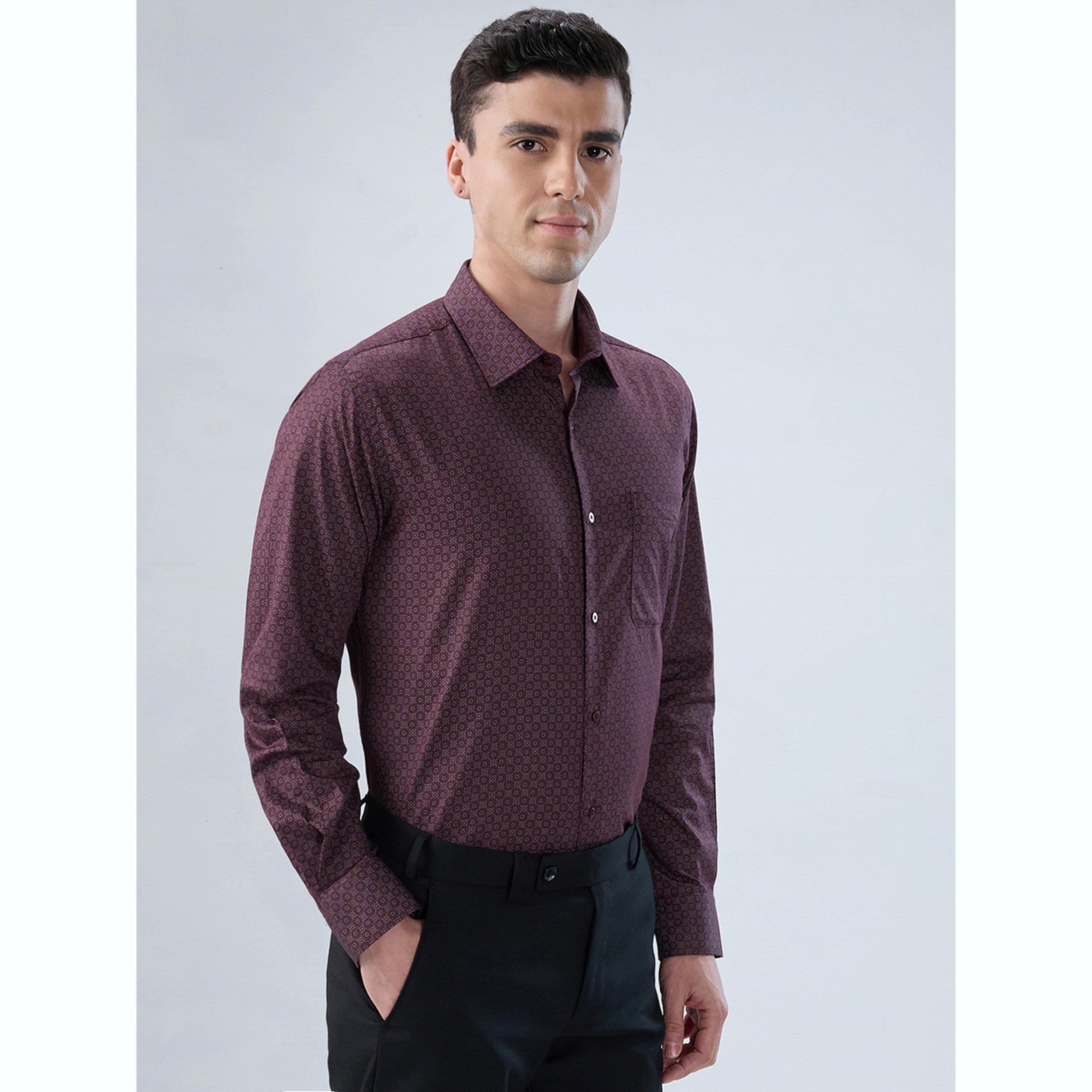 قميص قطن بقصة سليم فت وطبعة-men-clothing-shirts-image-5