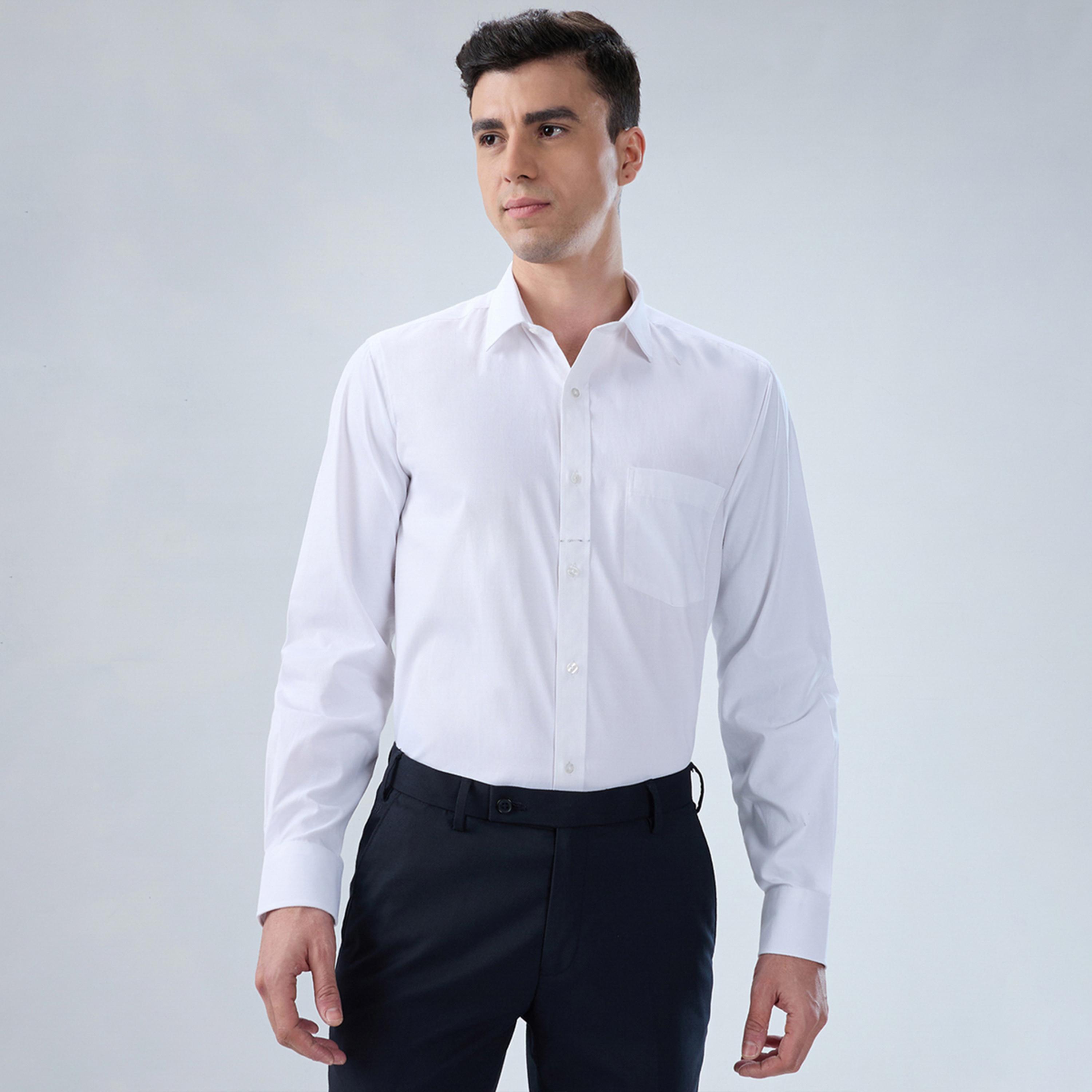 Park Avenue X Styli Men White Solid Regular Fit Shirt with Pocket Detail-men-clothing-shirts-image-1