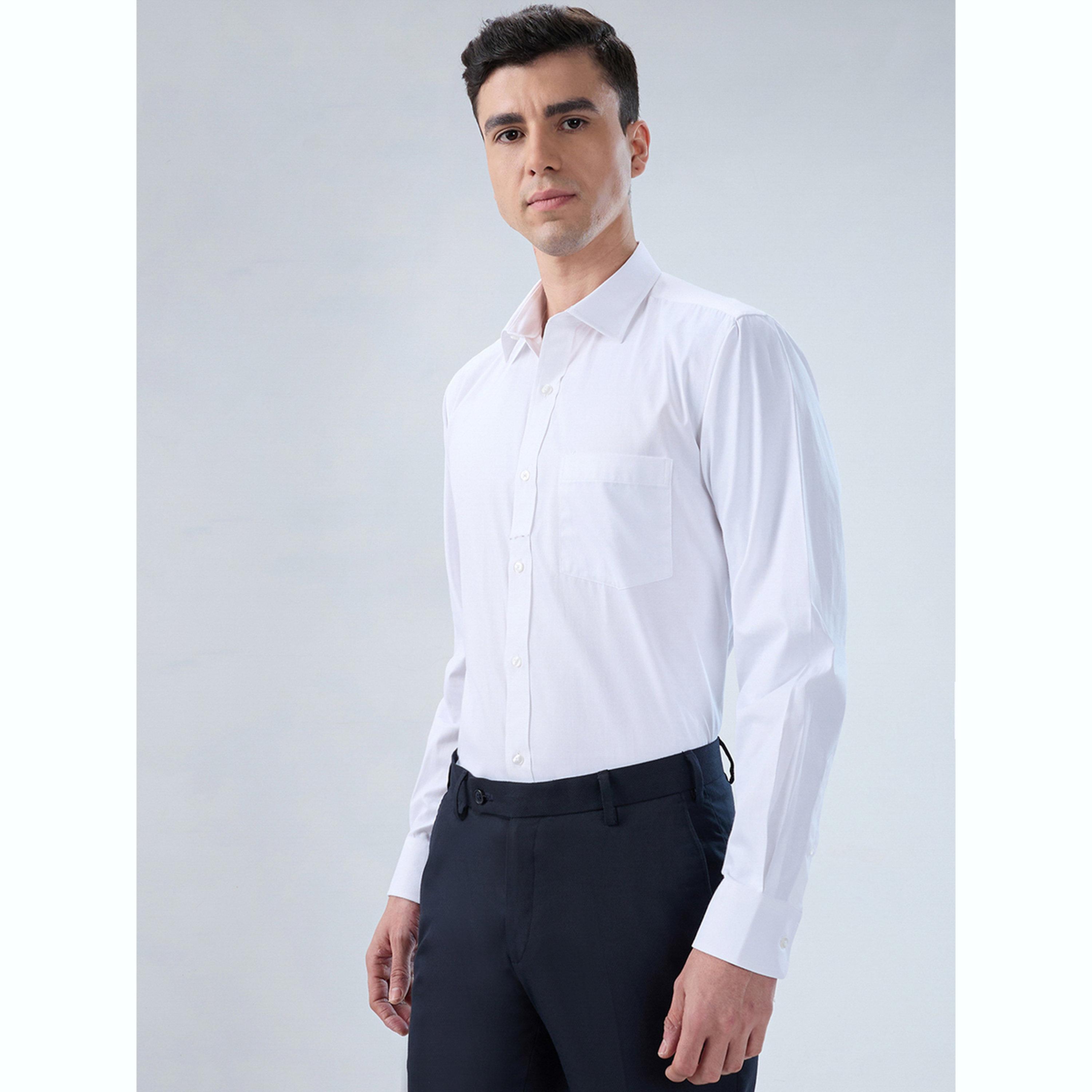 Park Avenue X Styli Men White Solid Regular Fit Shirt with Pocket Detail-men-clothing-shirts-image-3