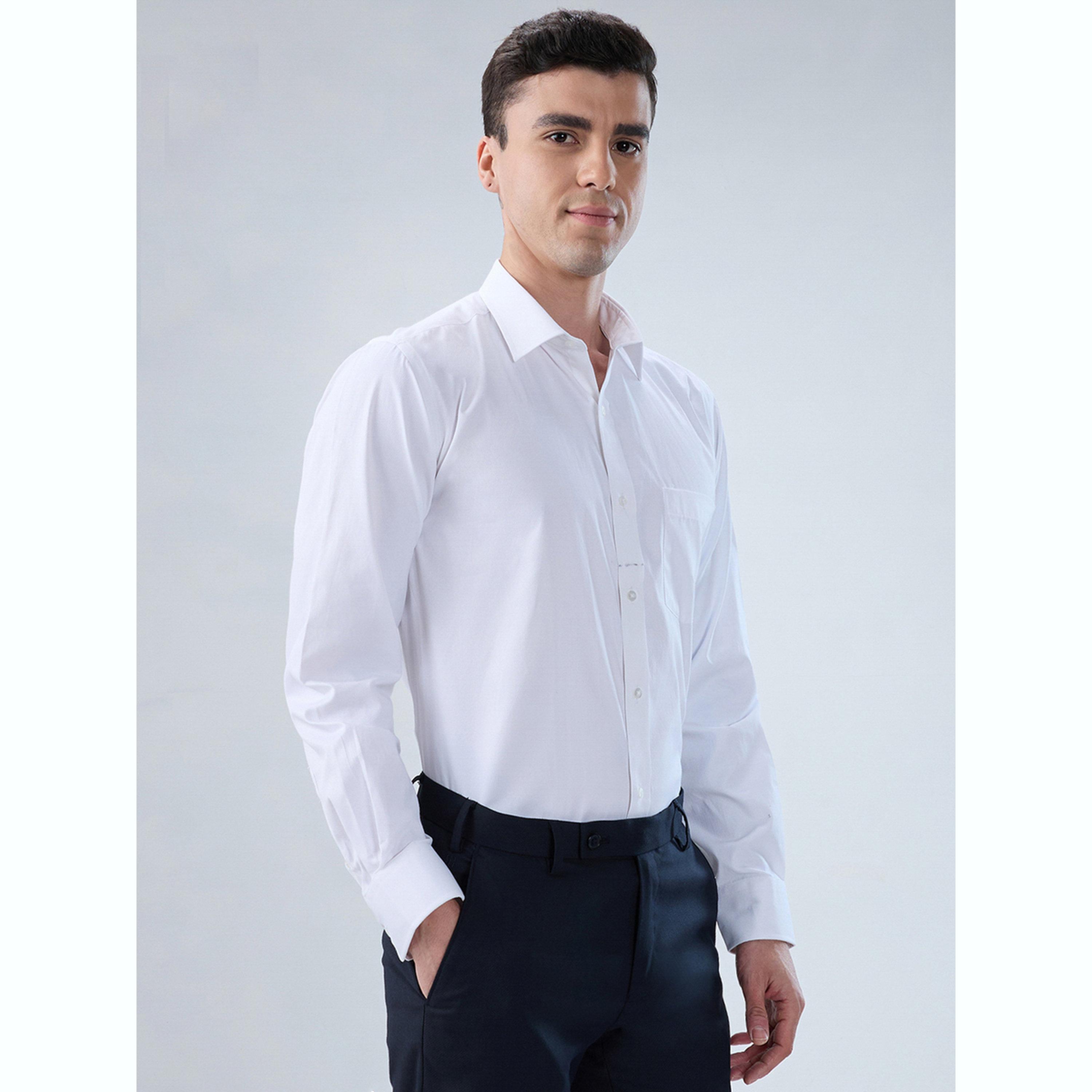 Park Avenue X Styli Men White Solid Regular Fit Shirt with Pocket Detail-men-clothing-shirts-image-5