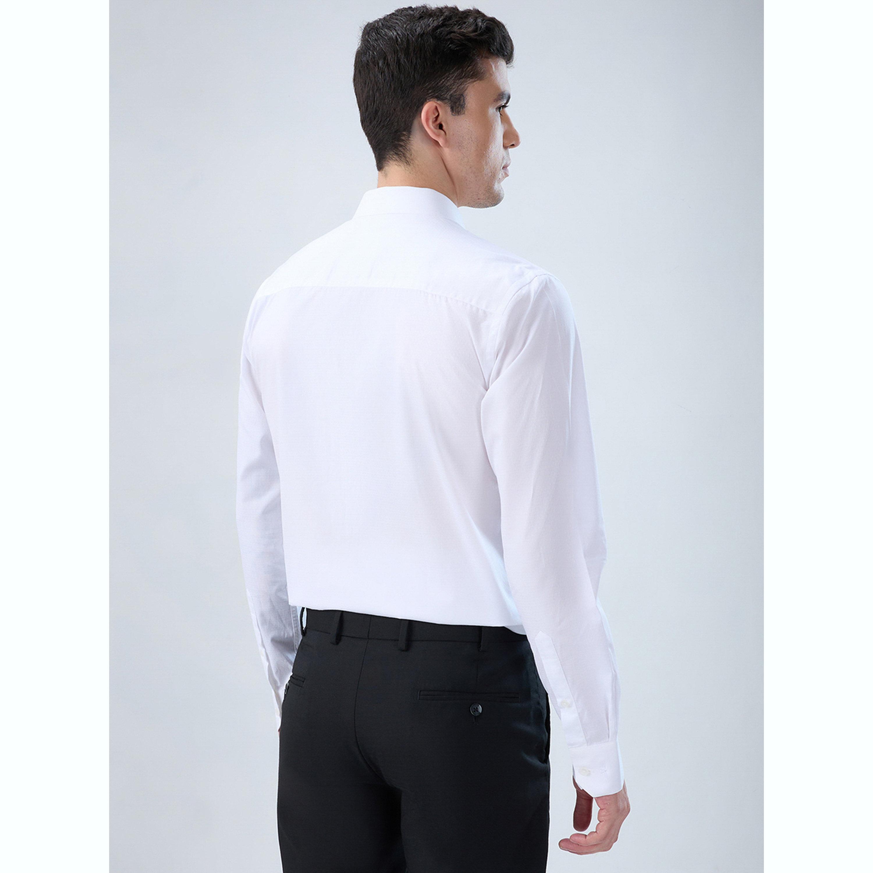 Park Avenue X Styli Men White Solid Slim Fit Shirt with Pocket Detail-men-clothing-shirts-image-4