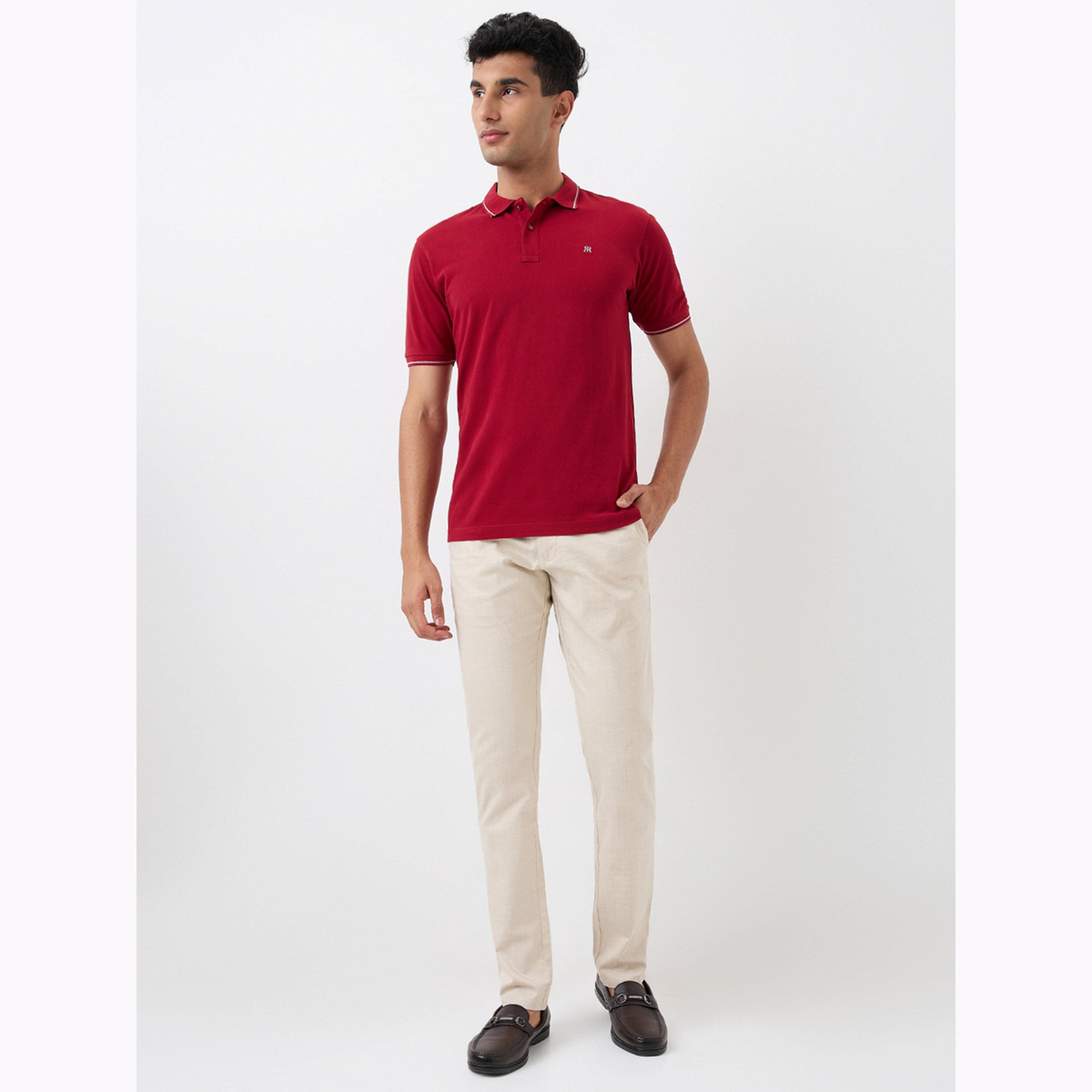 Raymond X Styli Maroon Solid Cotton Polo-men-clothing-tshirtsandpolos-polos-image-2
