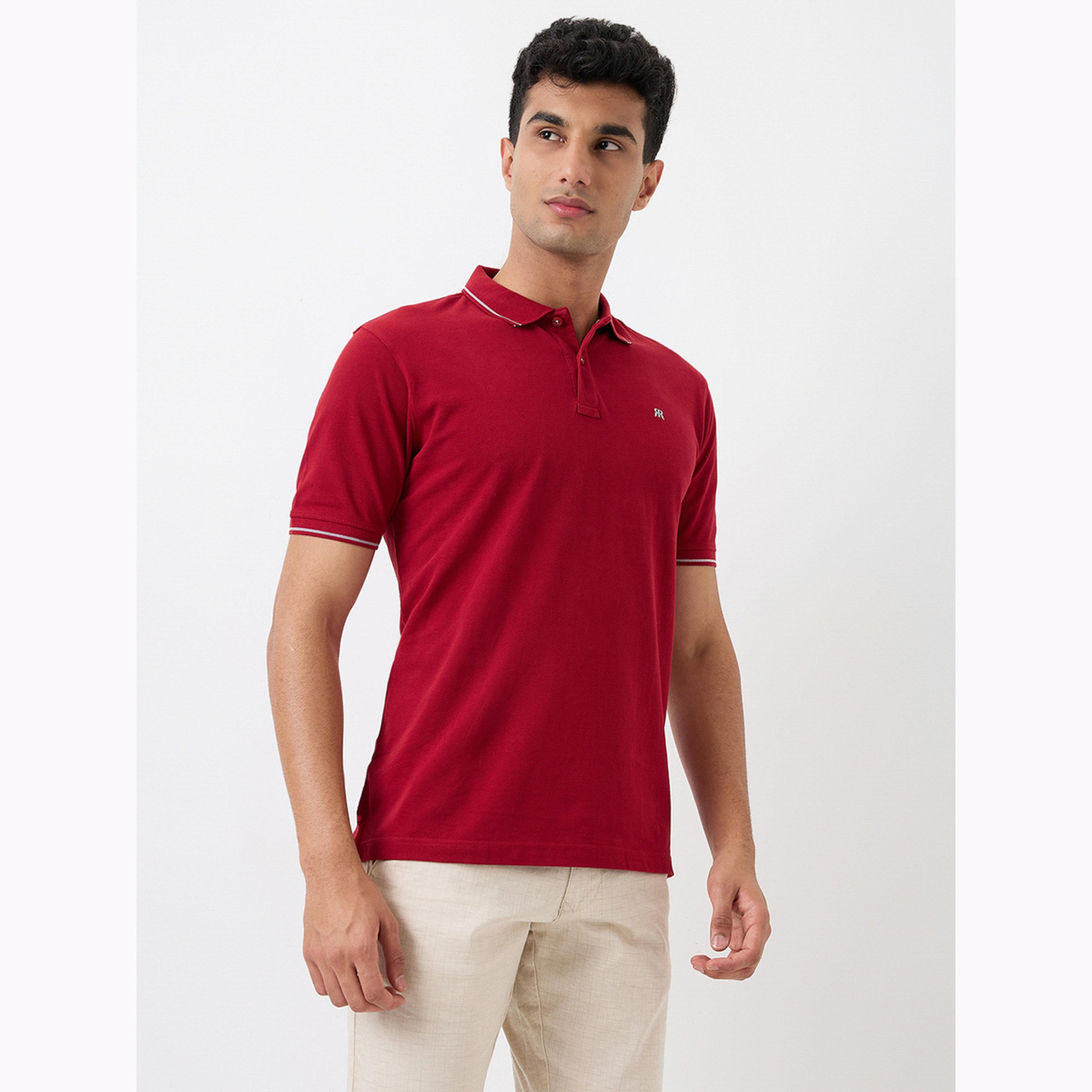 Raymond X Styli Maroon Solid Cotton Polo-men-clothing-tshirtsandpolos-polos-image-3