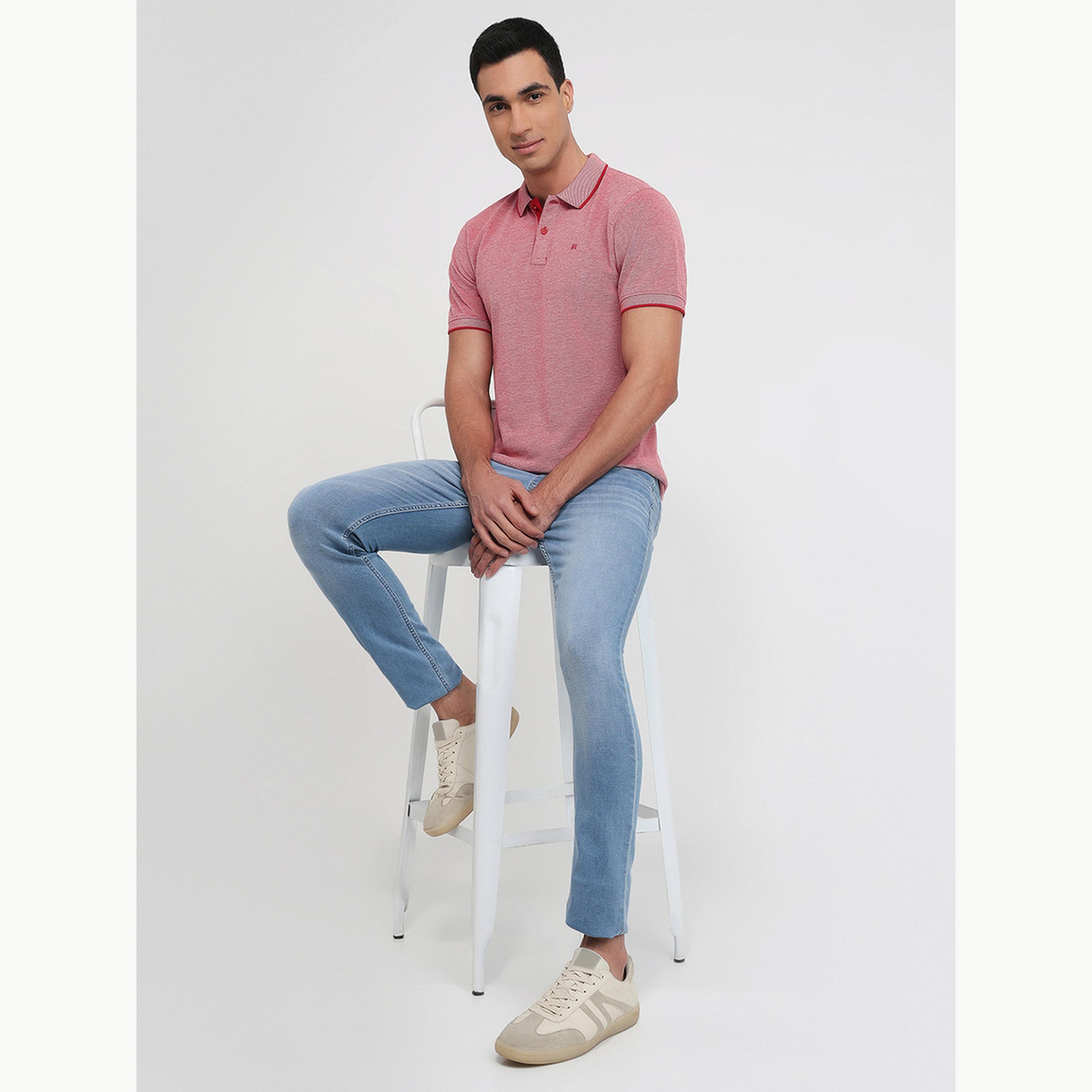 Raymond X Styli Red Melange Cotton Polo-men-clothing-tshirtsandpolos-polos-image-2