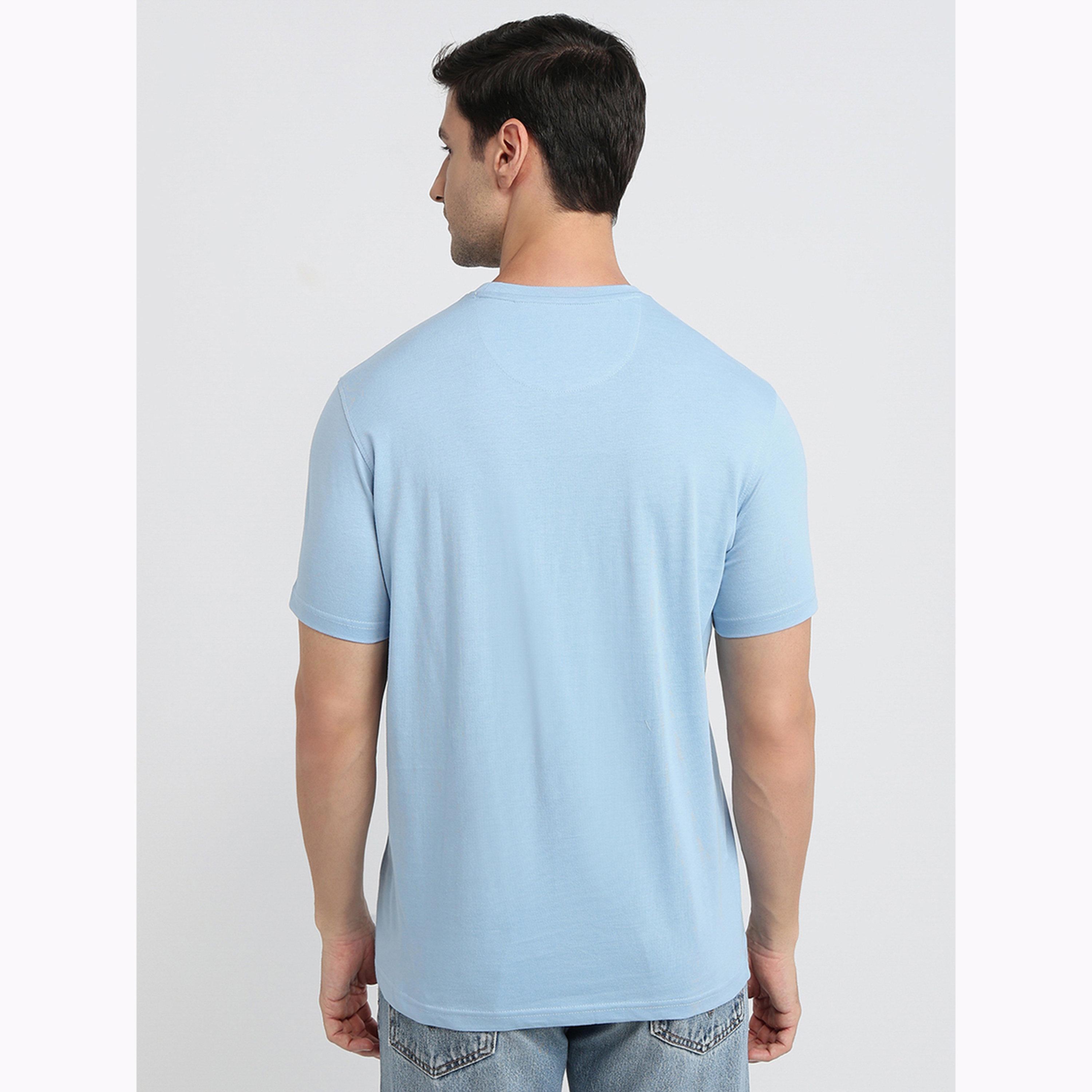 Raymond X Styli Blue Cotton Regular Fit Solid T-Shirt-men-clothing-tshirtsandpolos-tshirts-image-4