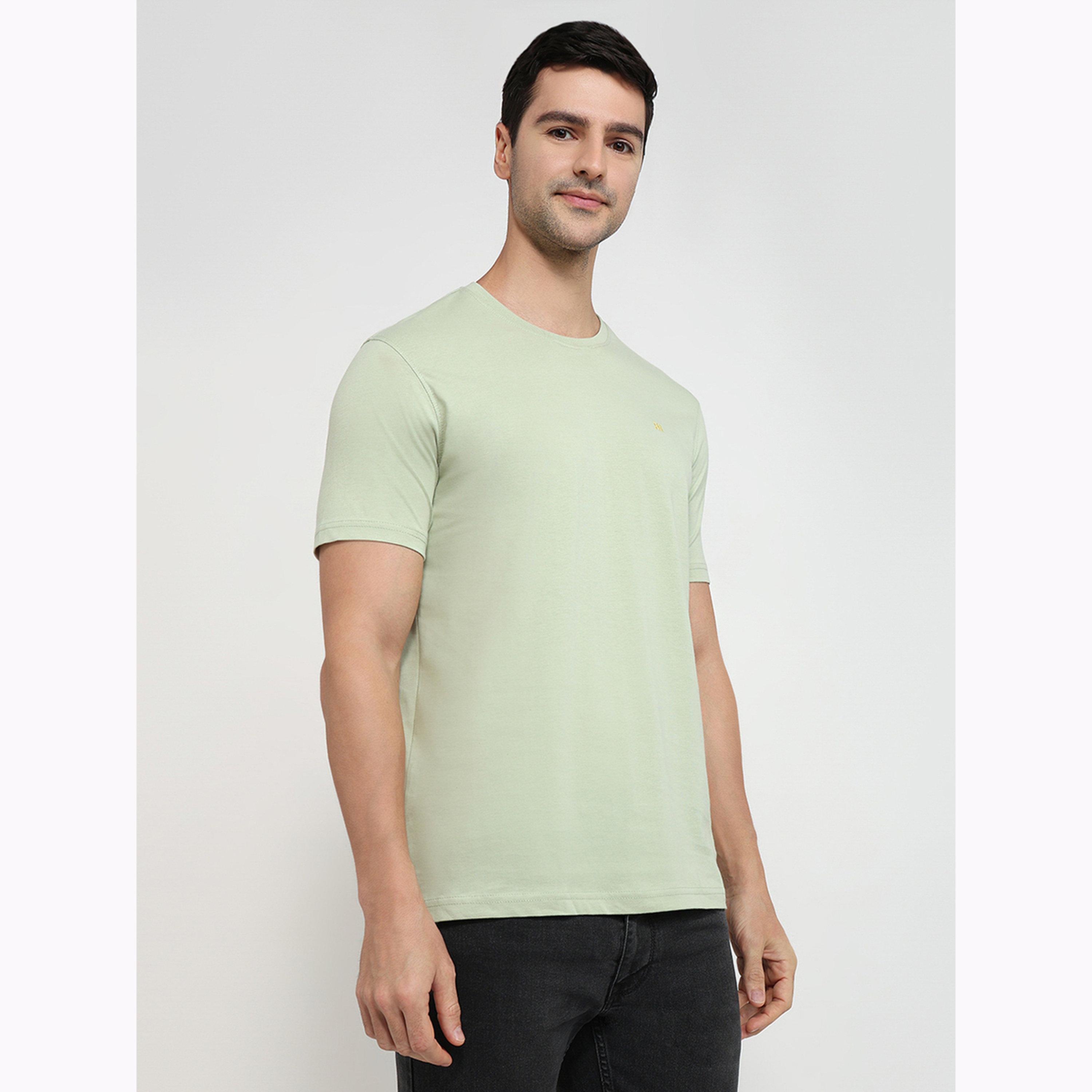 Raymond X Styli Green Cotton Regular Fit Solid T-Shirt-men-clothing-tshirtsandpolos-tshirts-image-3