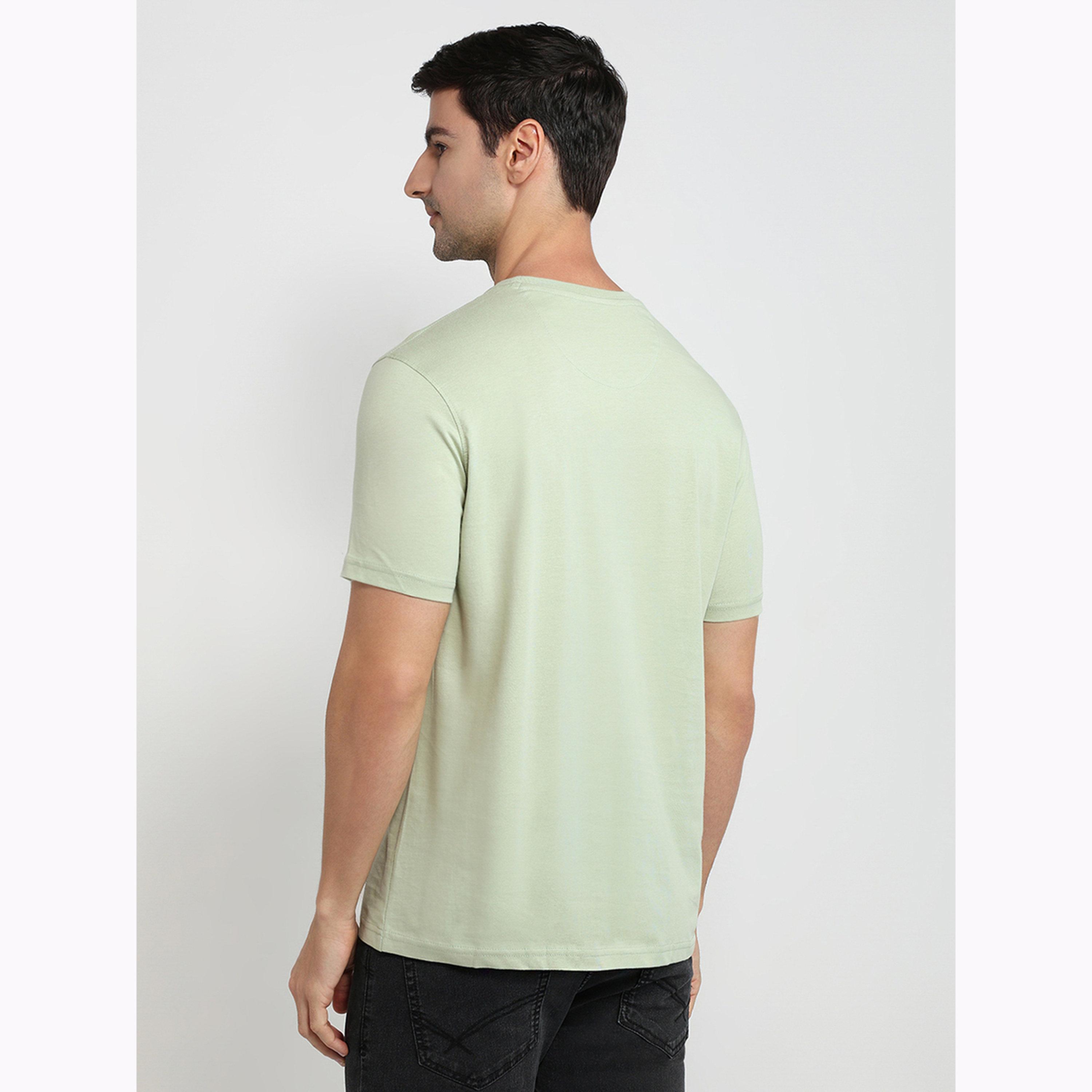 Raymond X Styli Green Cotton Regular Fit Solid T-Shirt-men-clothing-tshirtsandpolos-tshirts-image-4