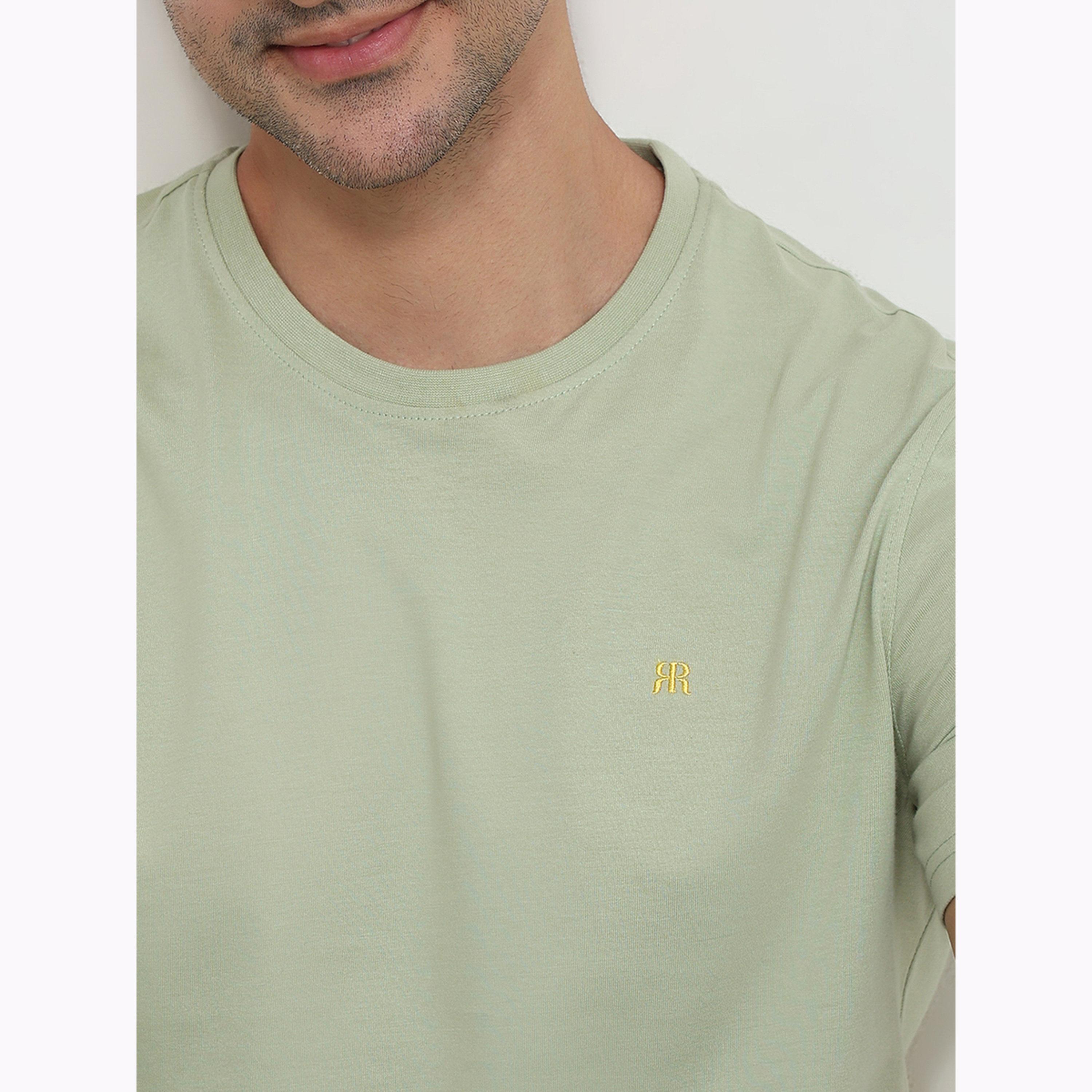 Raymond X Styli Green Cotton Regular Fit Solid T-Shirt-men-clothing-tshirtsandpolos-tshirts-image-6