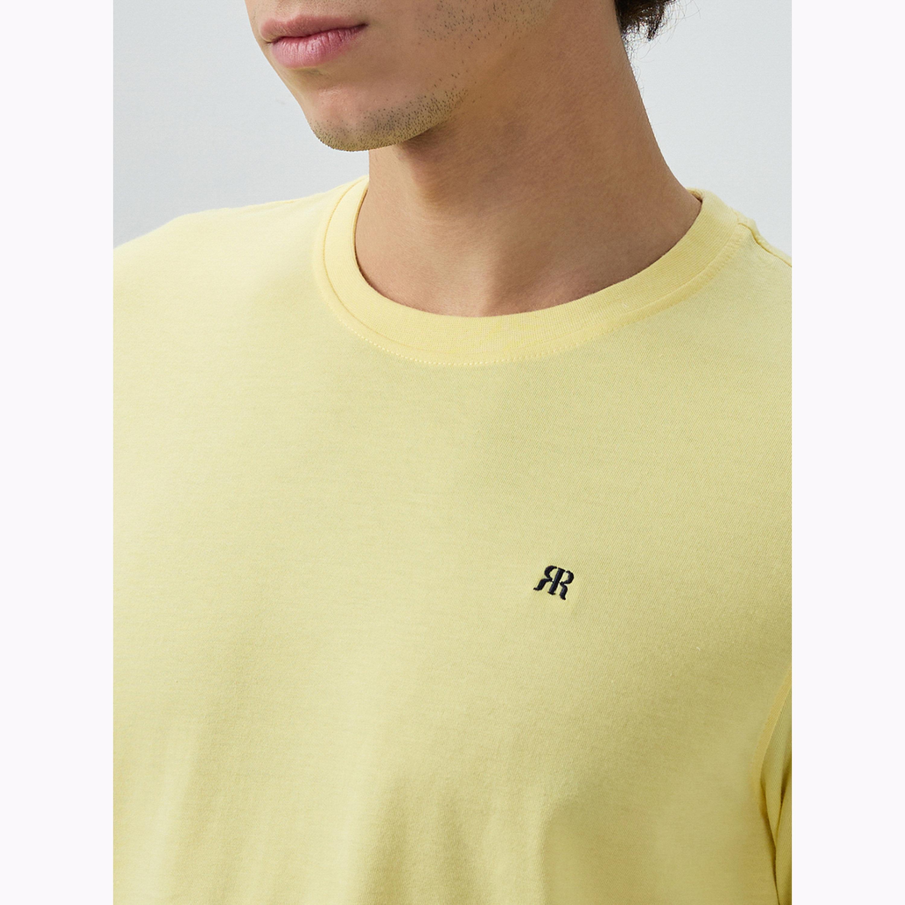 Raymond X Styli Yellow Cotton Regular Fit Solid T-Shirt-men-clothing-tshirtsandpolos-tshirts-image-6