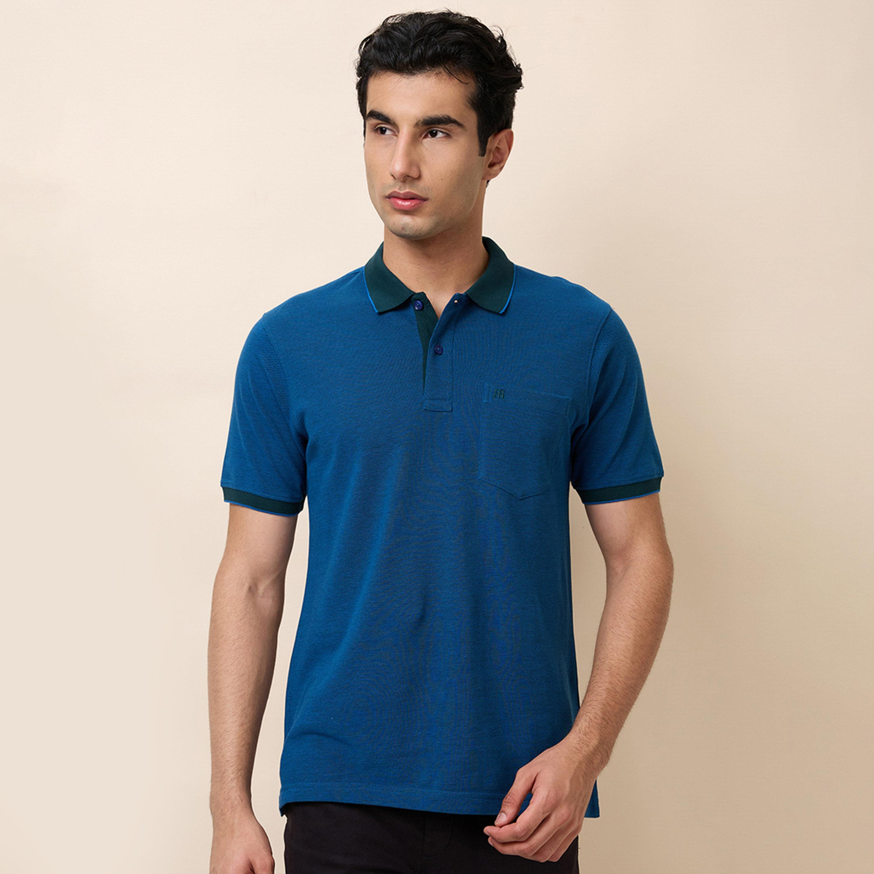 Raymond X Styli Teal Solid Cotton Polo with Pocket-men-clothing-tshirtsandpolos-polos-image-1