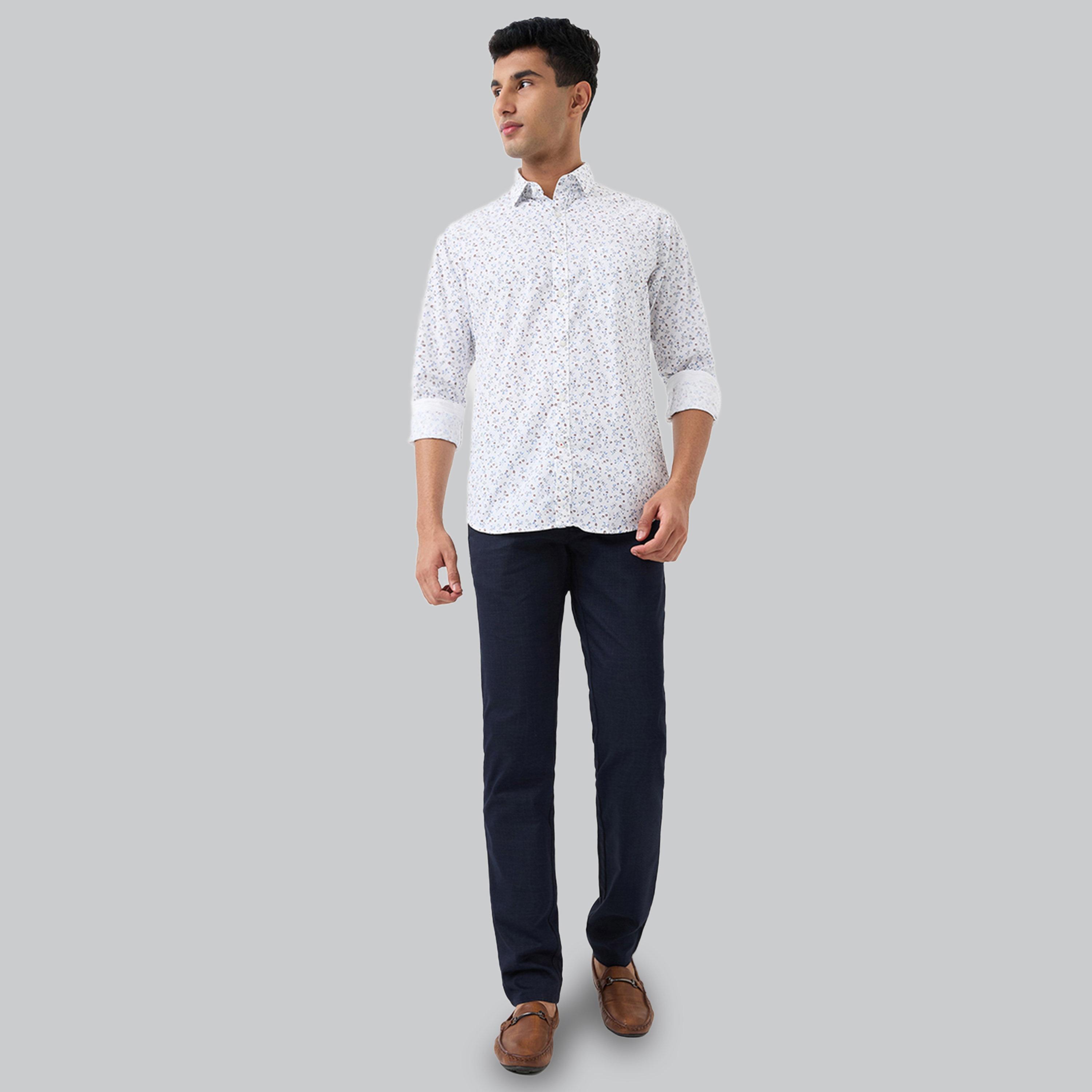 قميص رجالي بطبعة شاملة وقصة ضيقة - أبيض-men-clothing-shirts-image-2