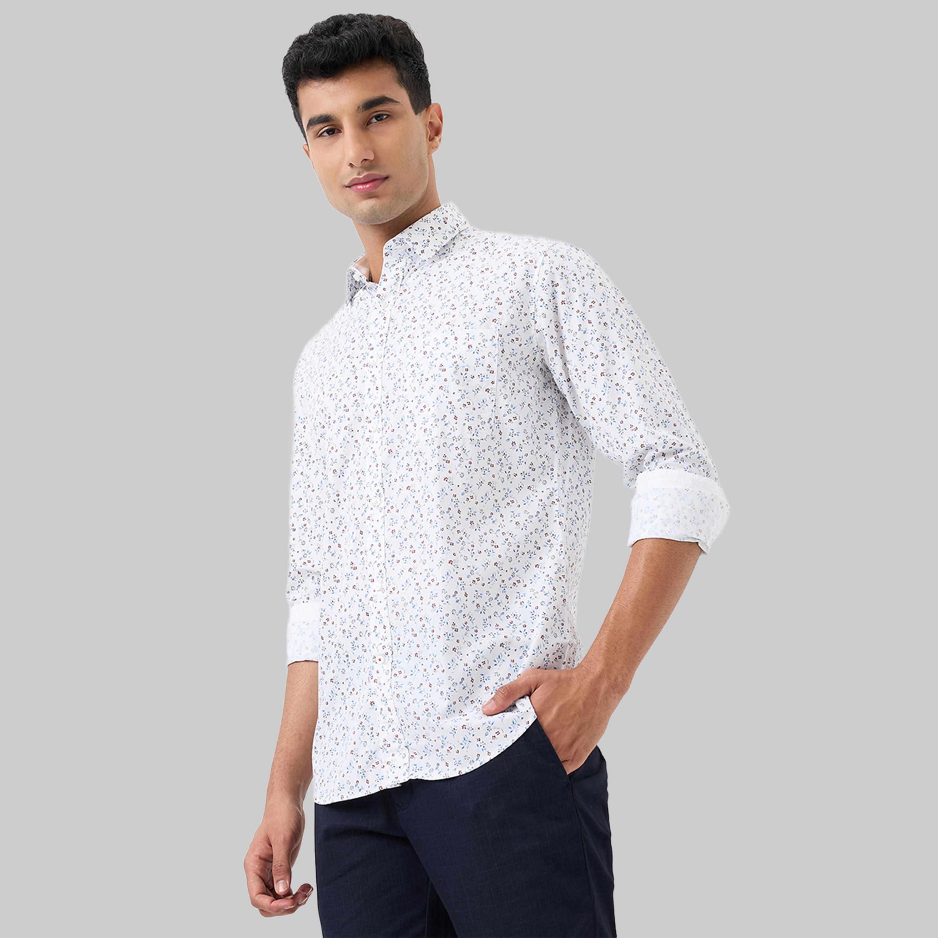 Raymond X Styli Men White All-Over Print Slim Fit Shirt-men-clothing-shirts-image-5