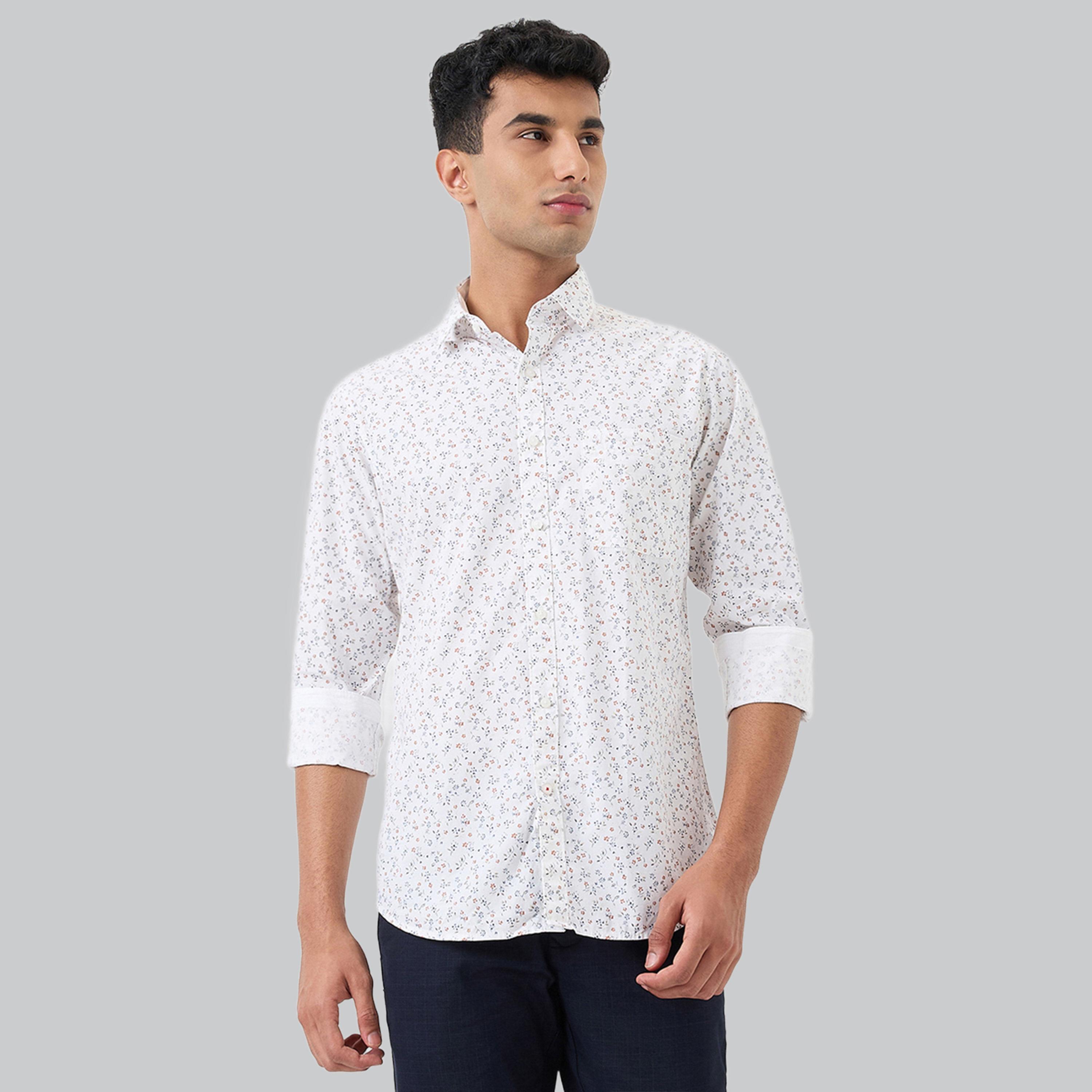 قميص رجالي بطبعة شاملة وقصة ضيقة - أبيض-men-clothing-shirts-image-1