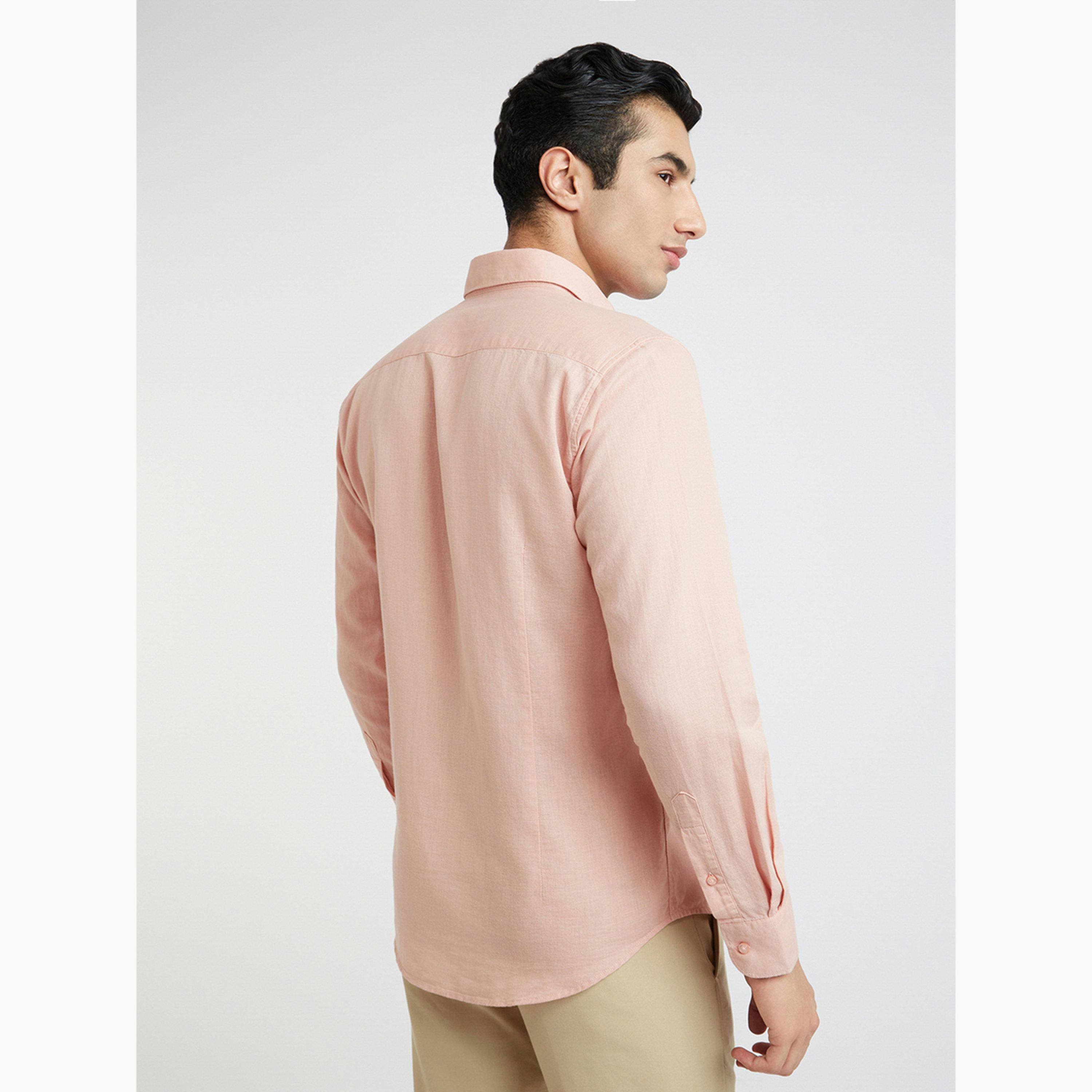 قميص رجالي سادة بأكمام طويلة وقصة ضيقة - خوخي-men-clothing-shirts-image-4
