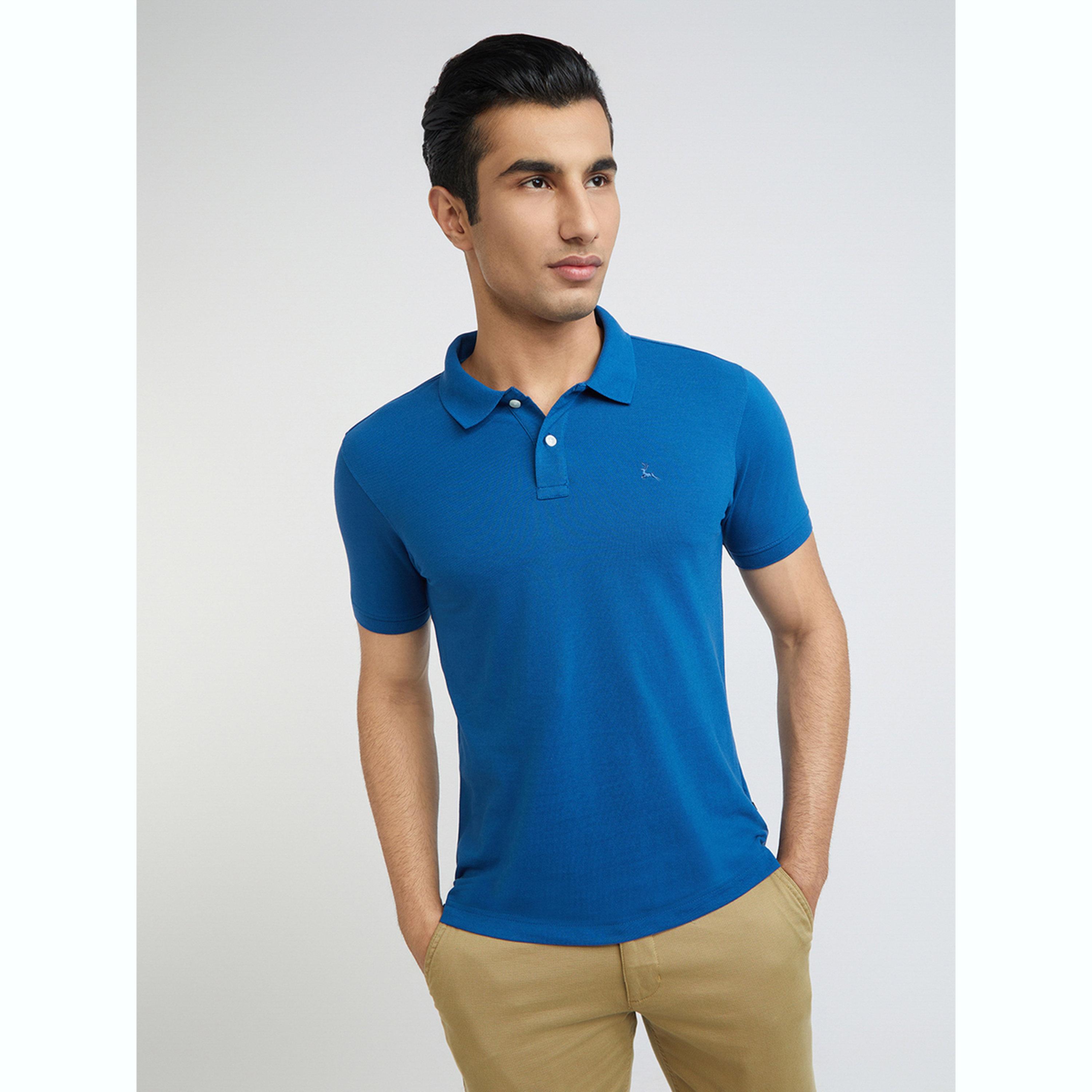 Parx X Styli Men Blue Regular Fit Solid Polo T-Shirt-men-clothing-tshirtsandpolos-polos-image-1
