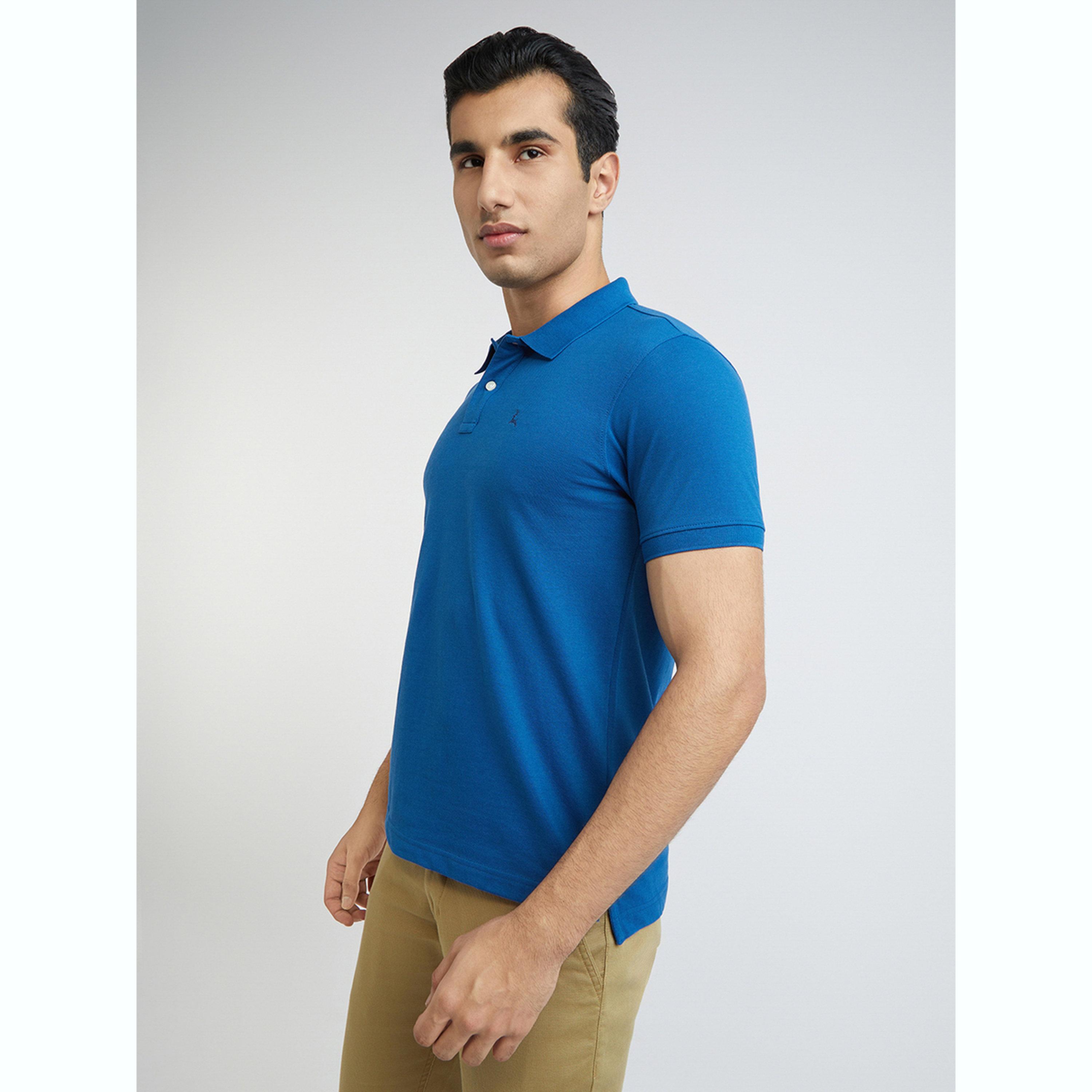 Parx X Styli Men Blue Regular Fit Solid Polo T-Shirt-men-clothing-tshirtsandpolos-polos-image-3