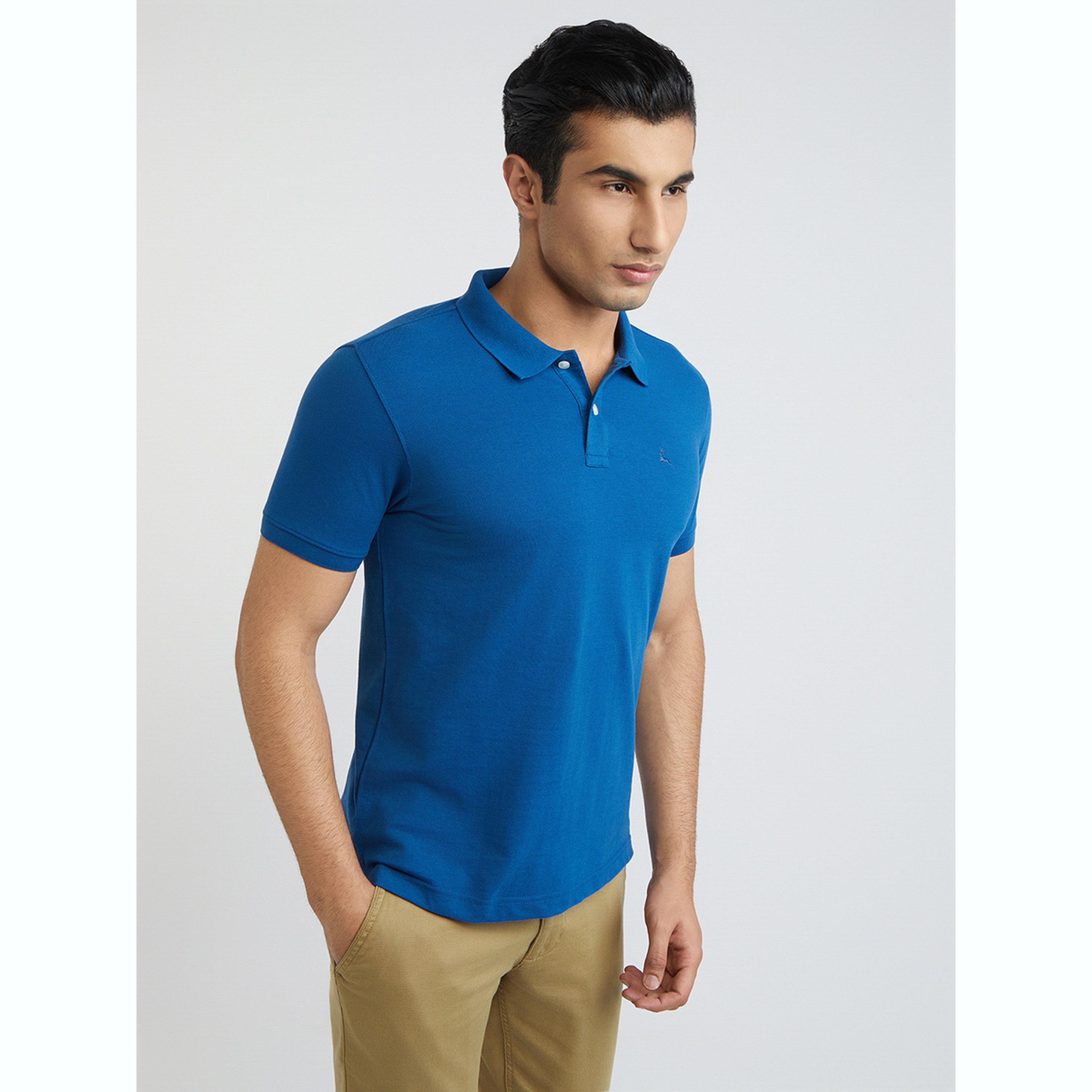 Parx X Styli Men Blue Regular Fit Solid Polo T-Shirt-men-clothing-tshirtsandpolos-polos-image-4