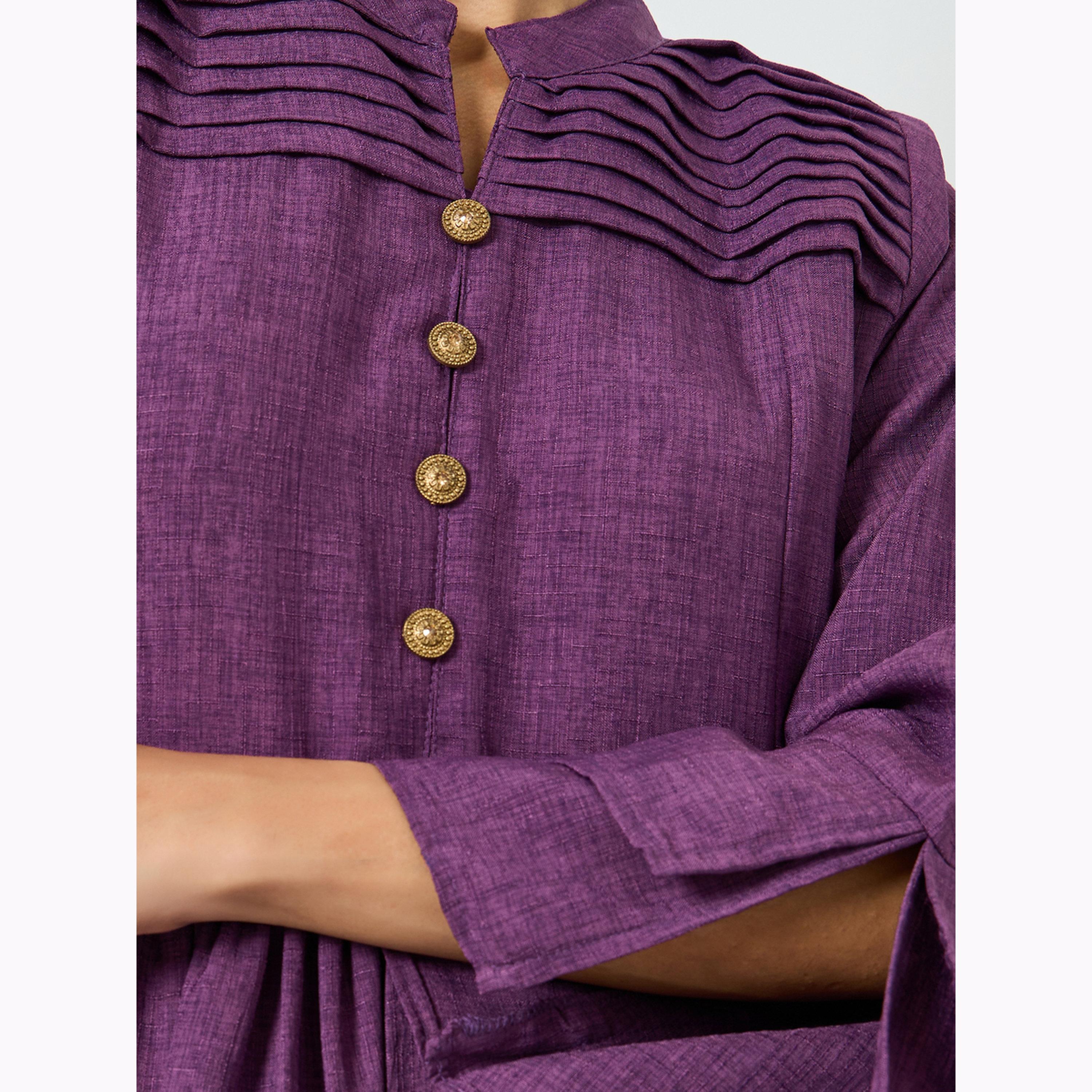 فستان طويل بحافة واسعة وتفاصيل طيات-women-clothing-dresses-image-5