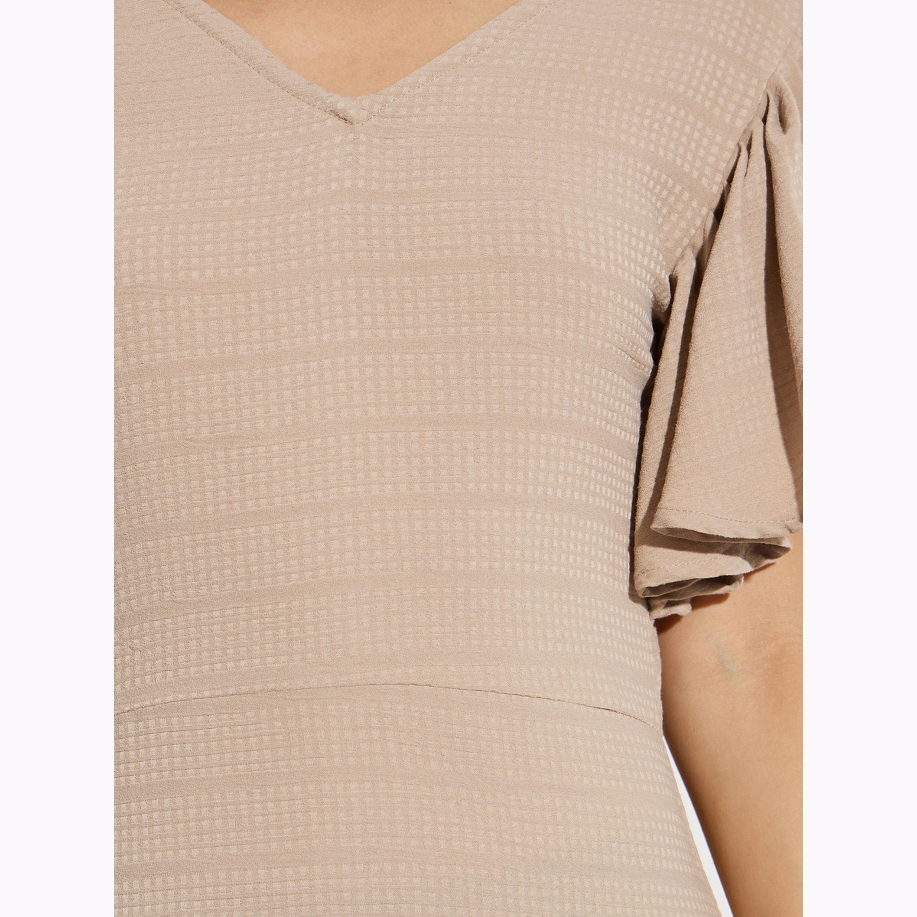 Maxim Creation X Styli Beige Textured Maxi Dress with Frill Sleeves-women-clothing-dresses-image-5