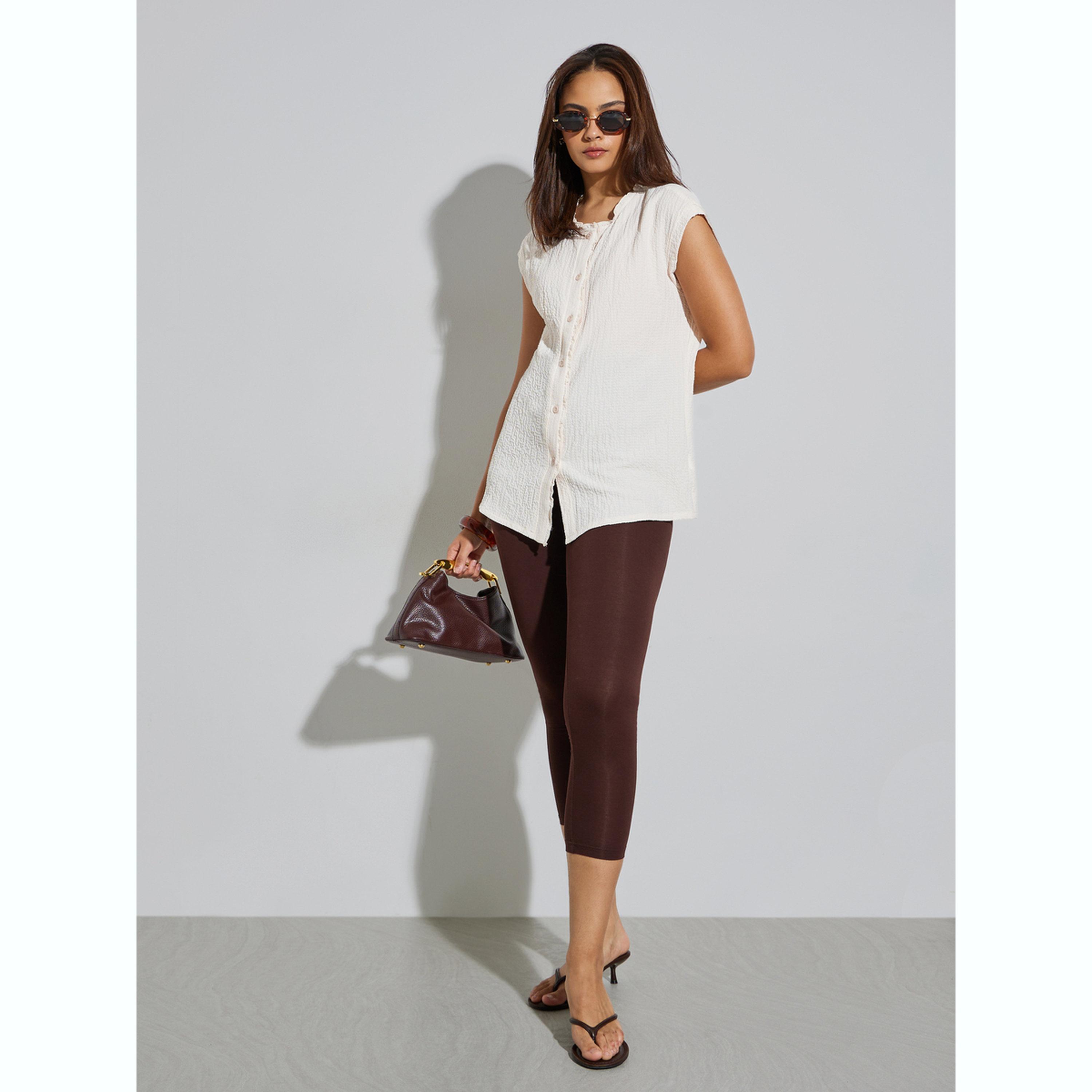 Styli Cream Textured Sleeveless Shirt-women-clothing-shirtsandblouses-shirts-image-2