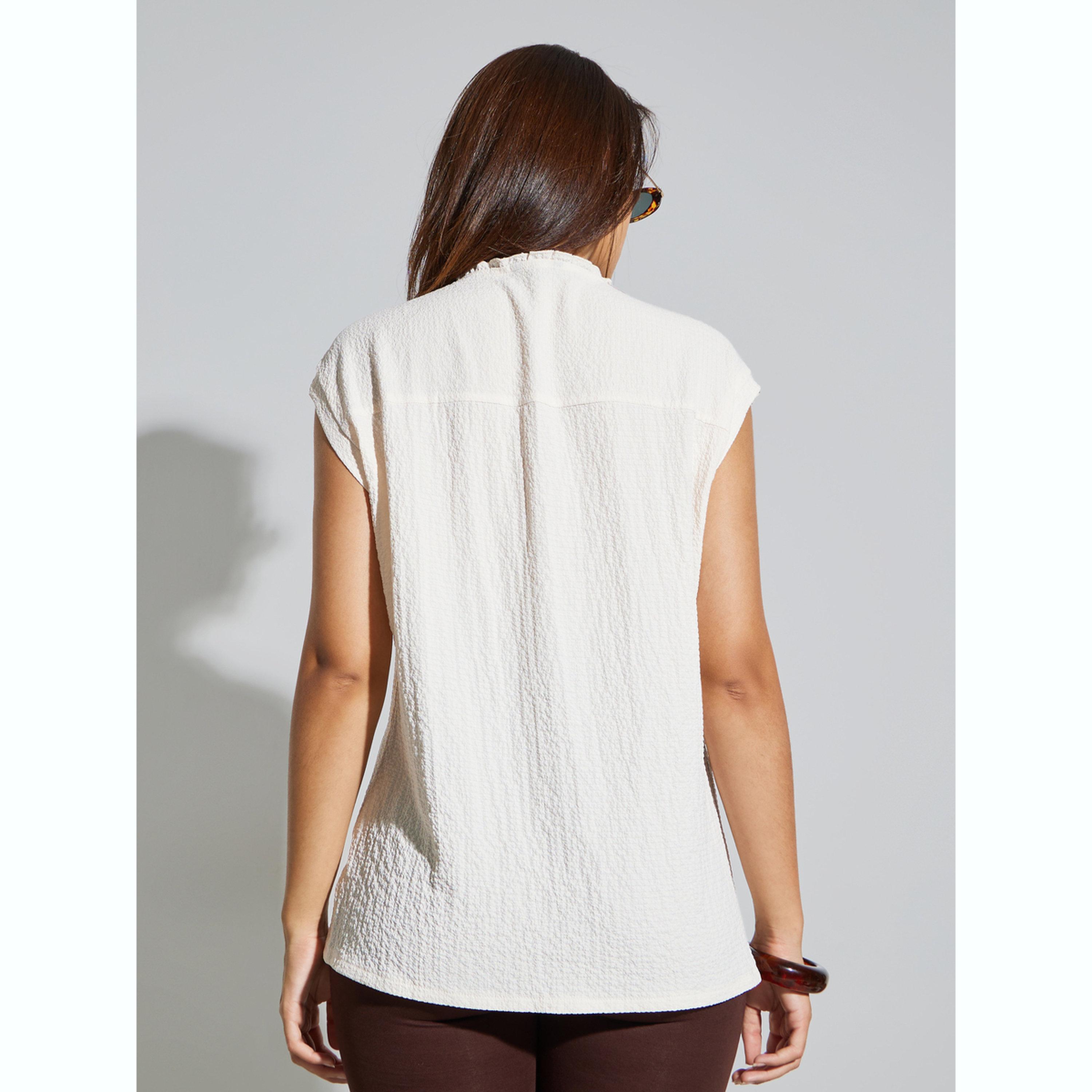 Styli Cream Textured Sleeveless Shirt-women-clothing-shirtsandblouses-shirts-image-3