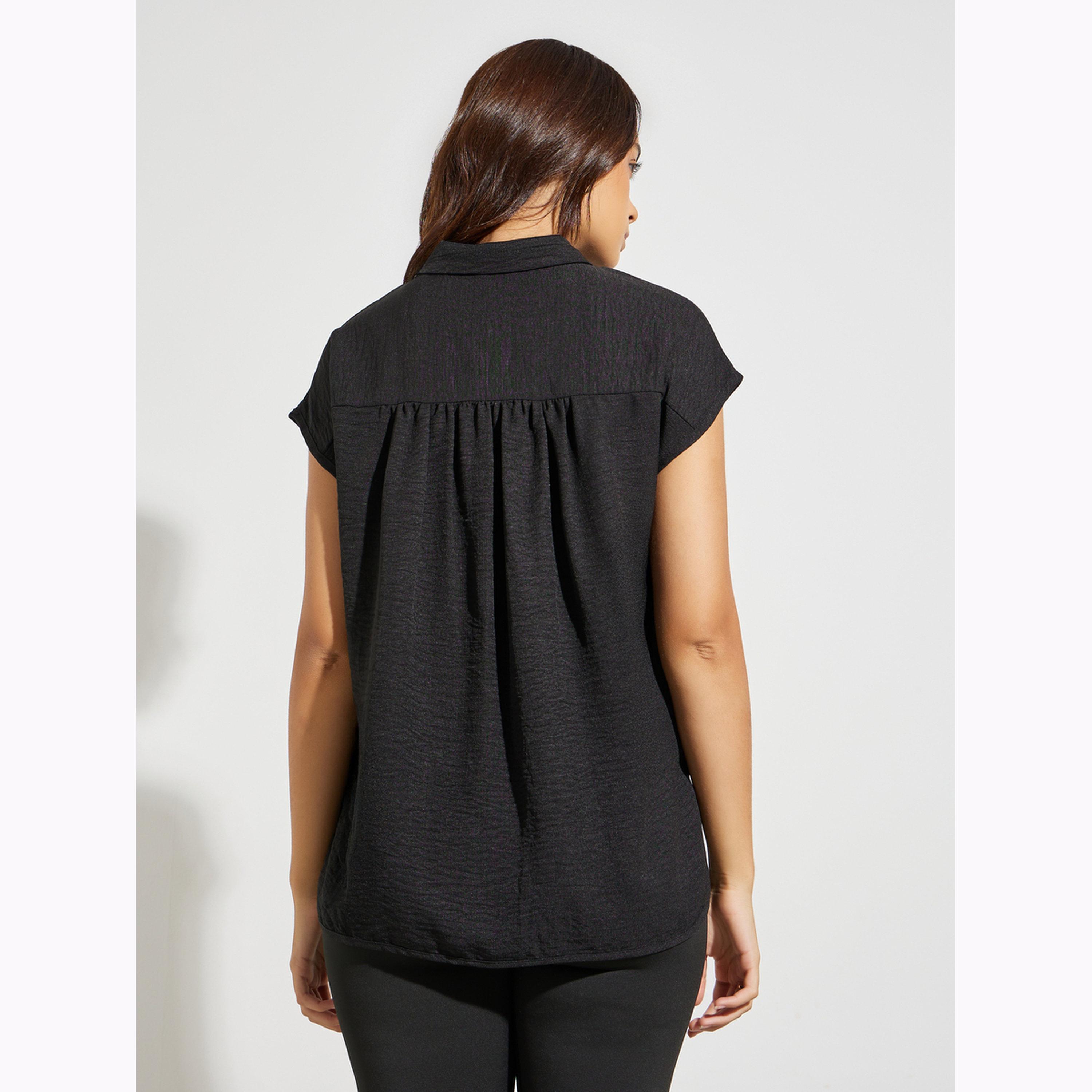 Styli Black Relaxed Button-Down Shirt-women-clothing-shirtsandblouses-shirts-image-3