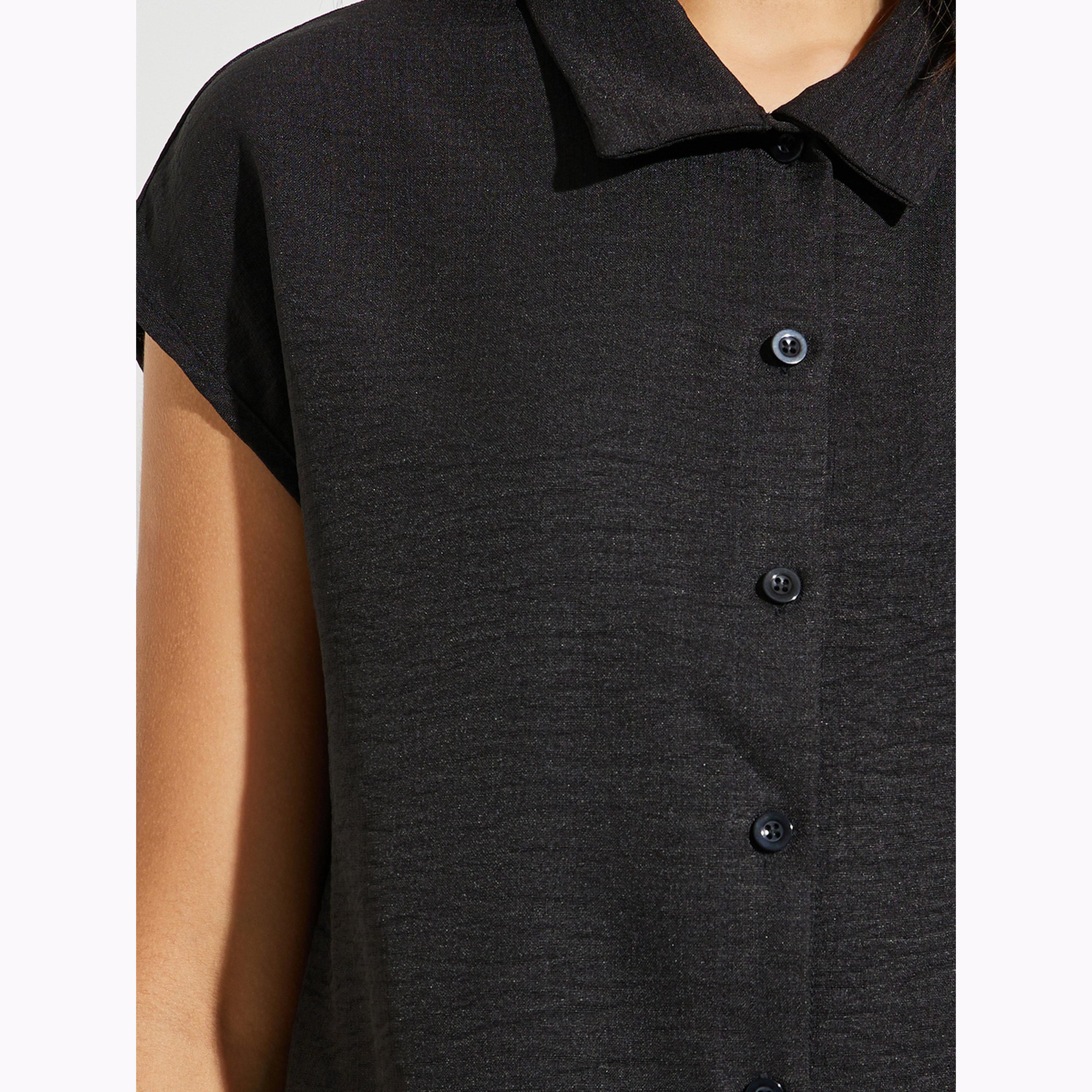 Styli Black Relaxed Button-Down Shirt-women-clothing-shirtsandblouses-shirts-image-5