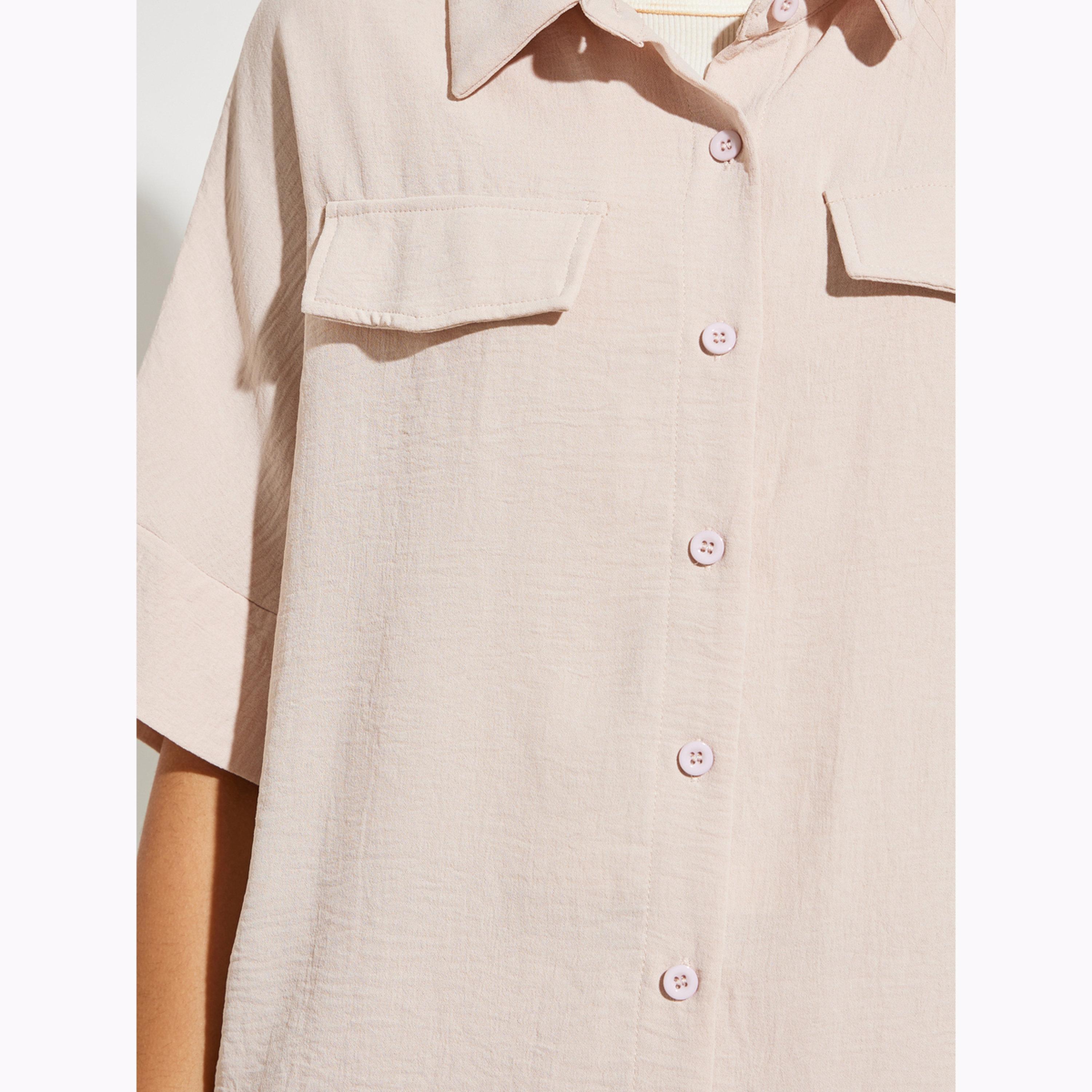 Styli Khaki Relaxed Shirt and Pants Co-Ords-women-clothing-coordsets-image-5