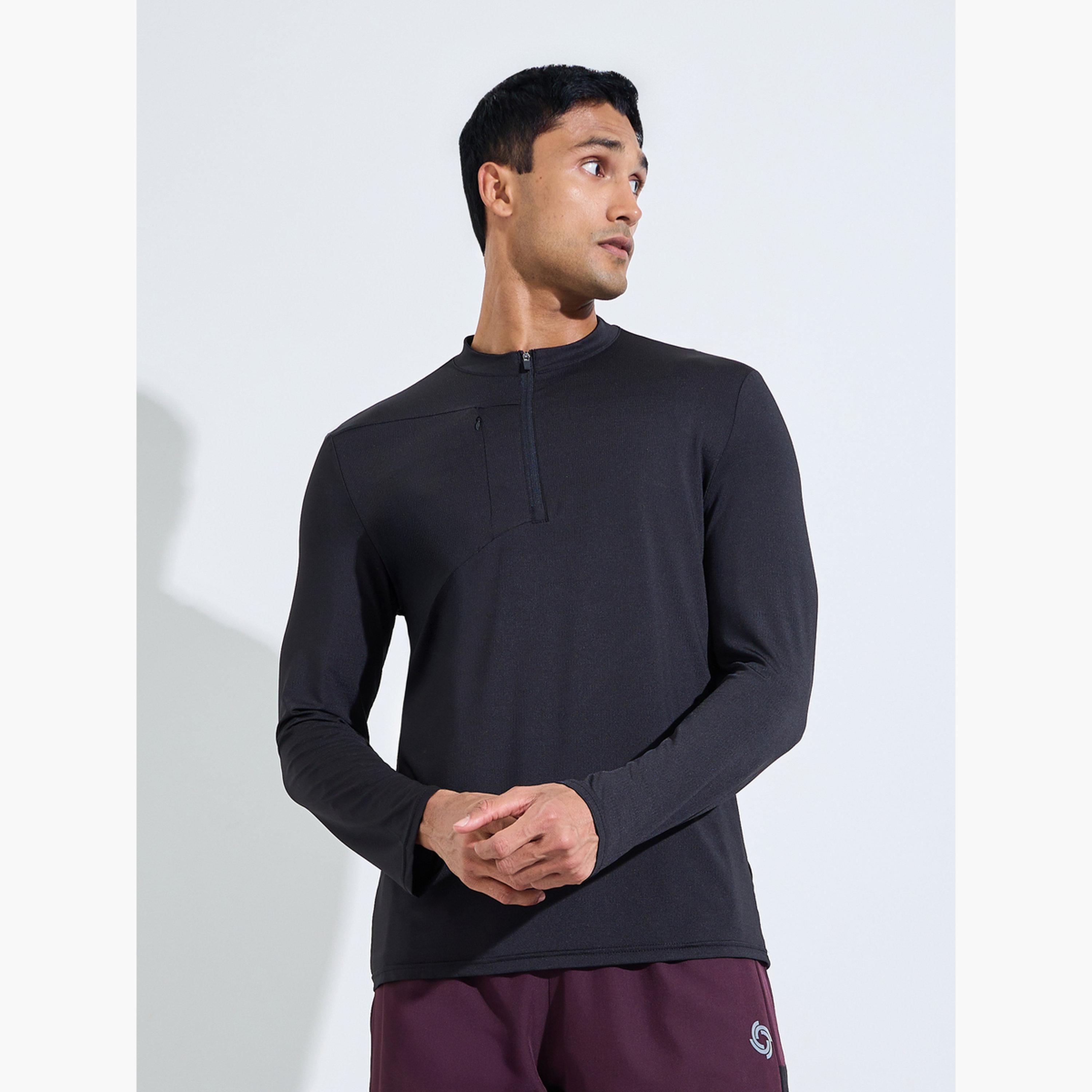 Styli Men Quarter-Zip Long Sleeve Training T-Shirt-men-clothing-sportswearandactivewear-tshirtsandpolos-image-1