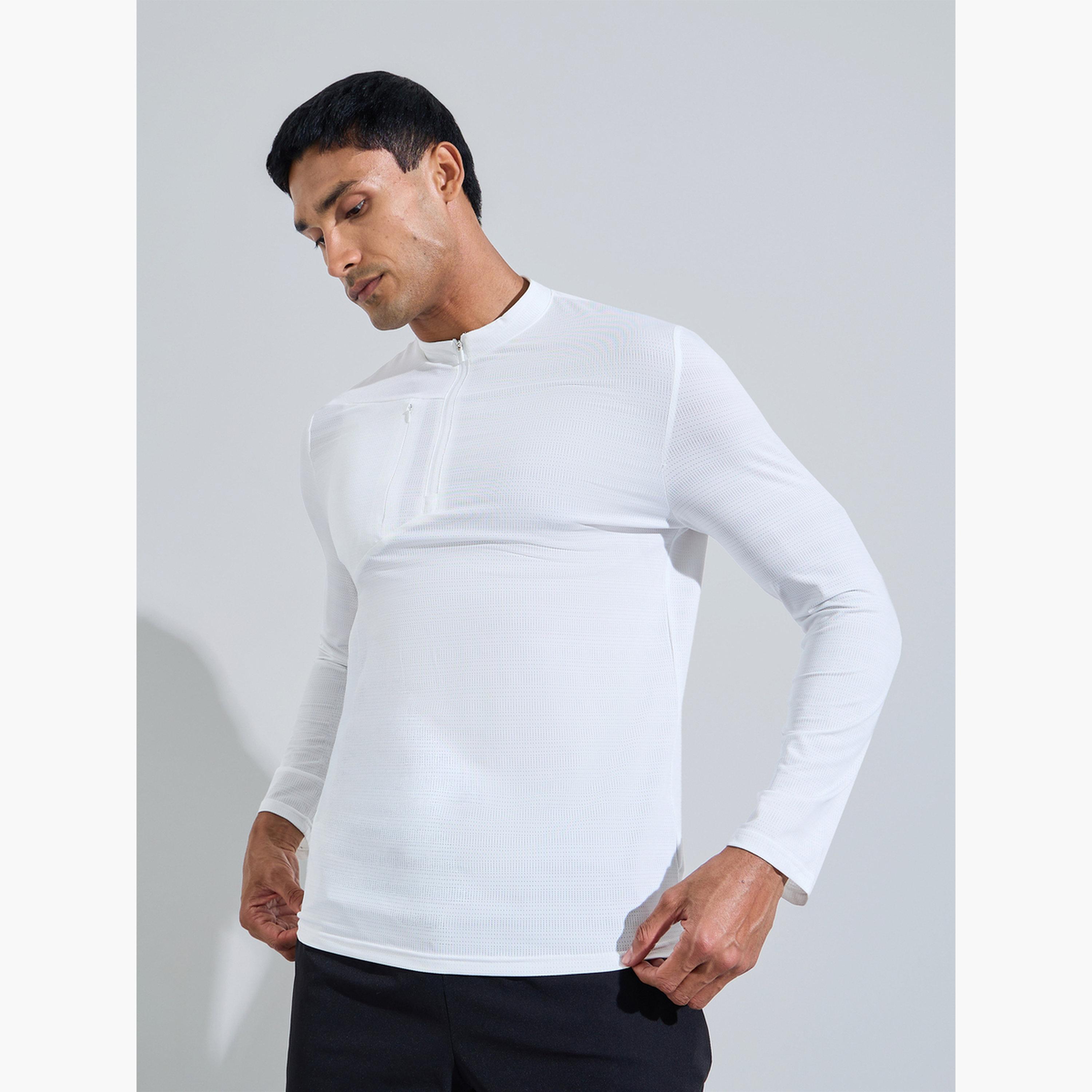 ستايلي - تيشيرت رياضي رجالي بأكمام طويلة وسحاب ربعي-men-clothing-sportswearandactivewear-tshirtsandpolos-image-1